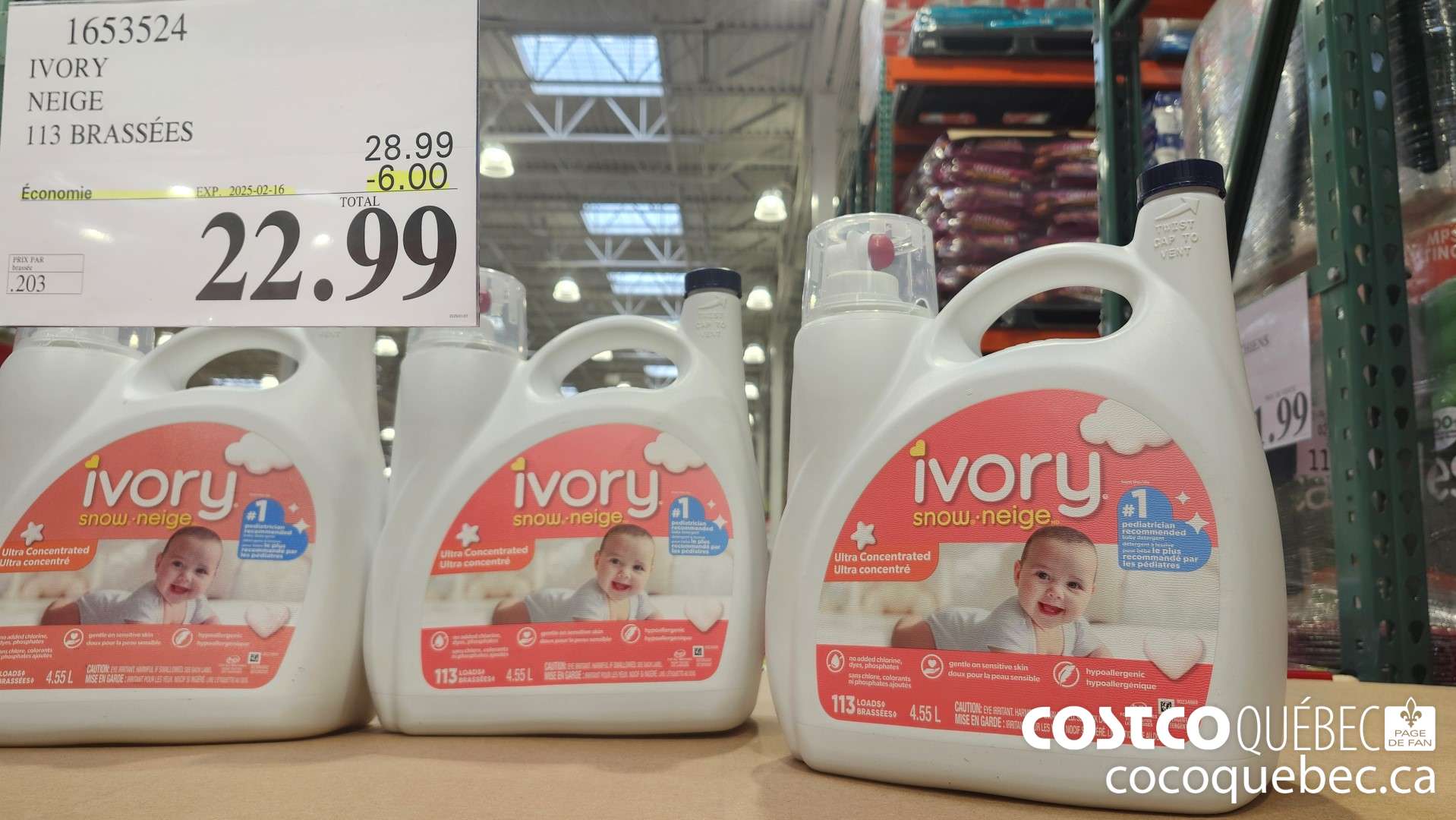 1653524 IVORY DETERGENT LIQUIDE ($6.00 INSTANT SAVINGS EXPIRES ON 2025-02-16) $22.99