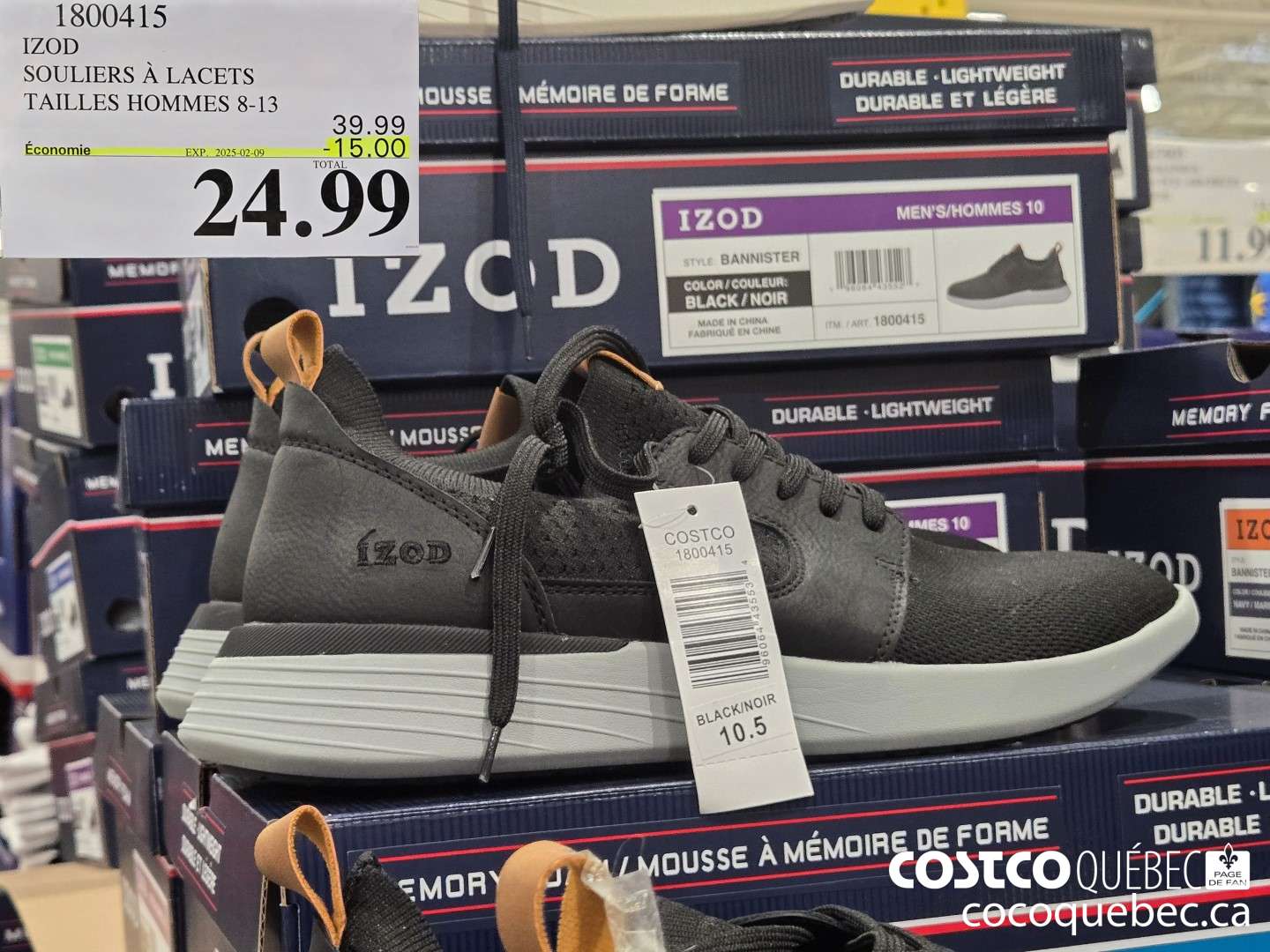 1800415 IZOD SOULIERS A LACETS TAILLES HOMMES  ($15.00 INSTANT SAVINGS EXPIRES ON 2025-02-09) $24.99