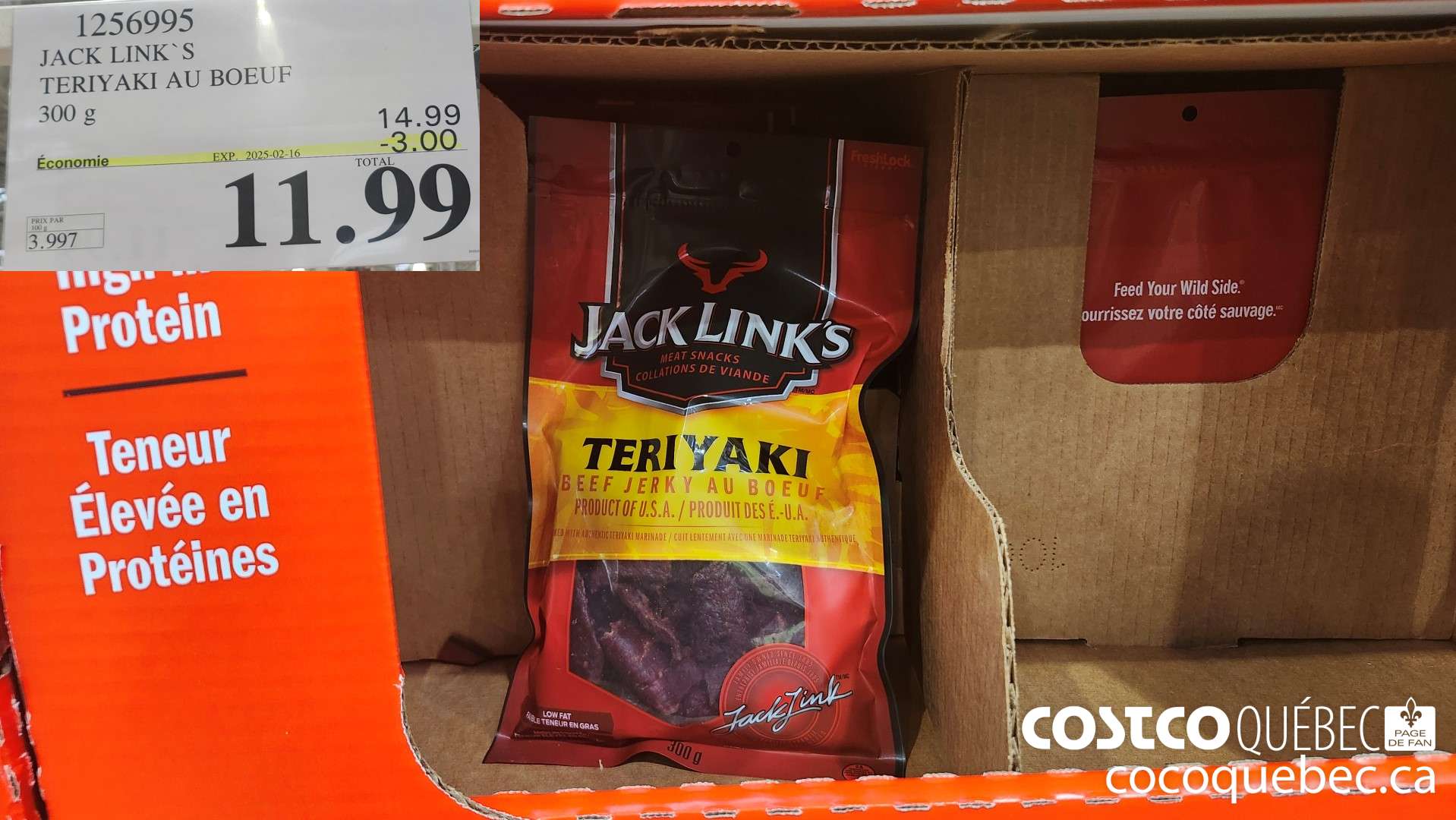 1256995 JACK LINKS TERIYAKI AU BOEUF 300 g ($3.00 INSTANT SAVINGS EXPIRES ON 2025-02-16) $11.99