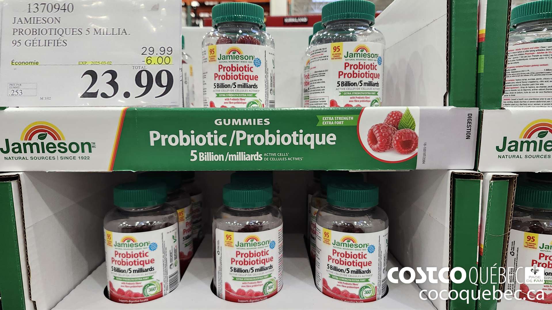 1370940 JAMIESON PROBIOTIQUES 5 MiLLIA. 95 GELIFIES  ($6.00 INSTANT SAVINGS EXPIRES ON 2025-03-02) $23.99