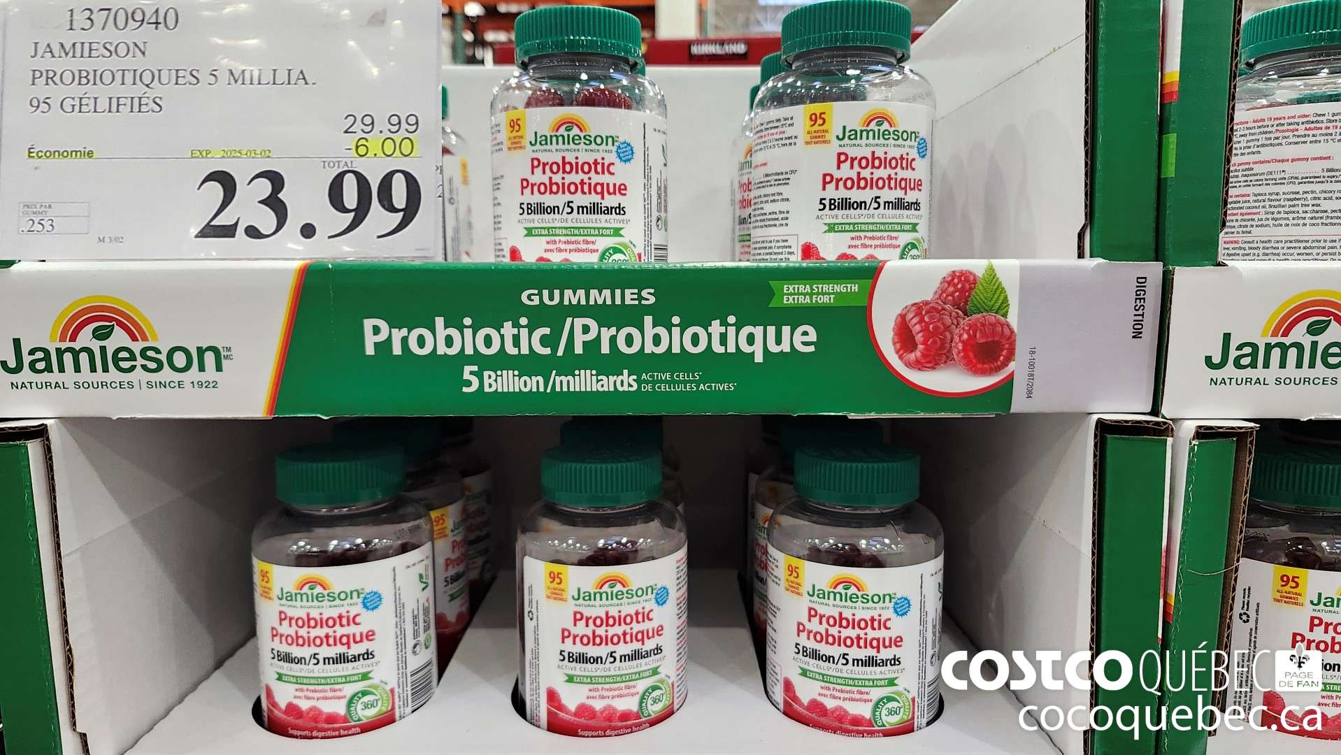 1370940 JAMIESON PROBIOTIQUES 5 MiLLIA. 95 GELIFIES  ($6.00 INSTANT SAVINGS EXPIRES ON 2025-03-02) $23.99