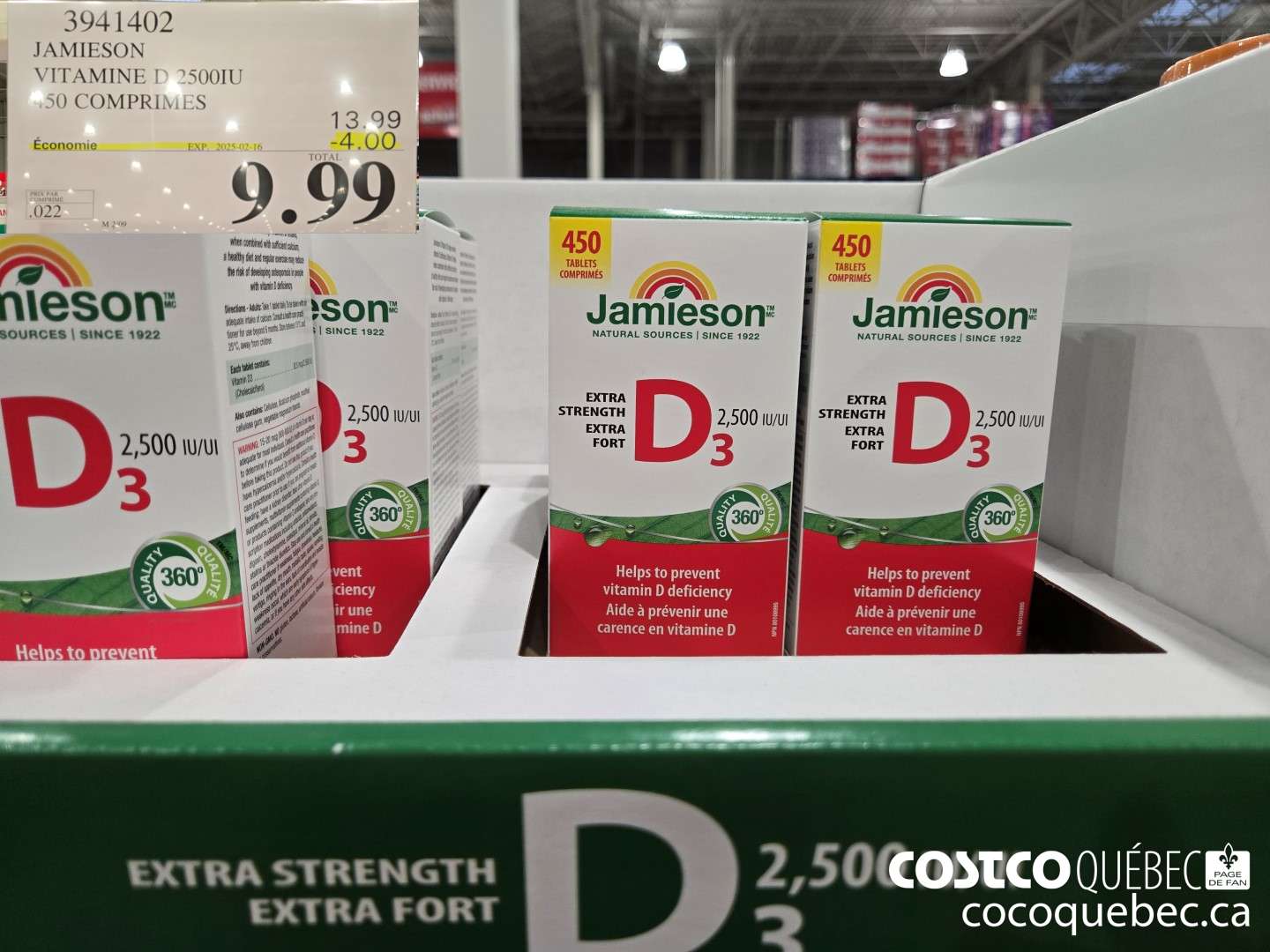 3941402 JAMIESON VITAMINE D 25001U 450 COMPRIMES  ($4.00 INSTANT SAVINGS EXPIRES ON 2025-02-16) $9.99