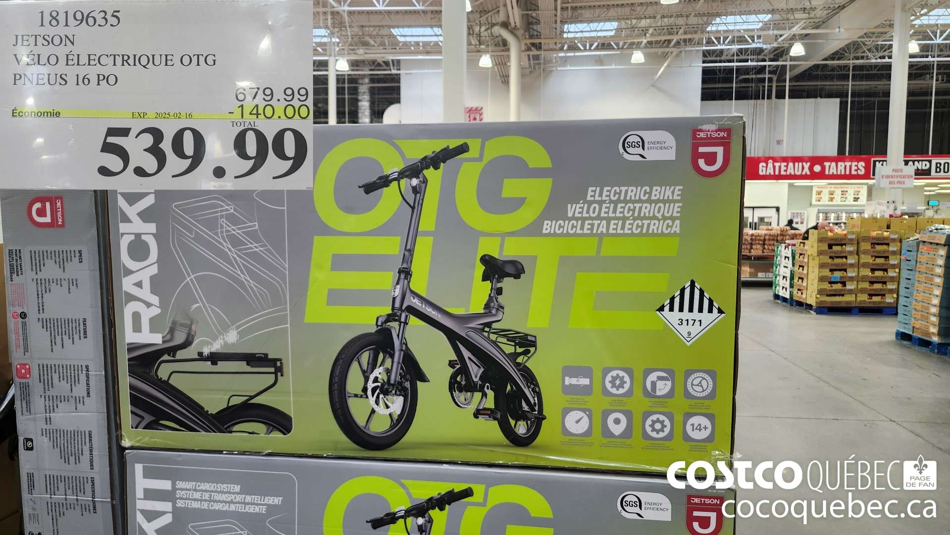1819635 JETSON VELO ELECTRIQUE OTG PNEUS 16 PO  ($140.00 INSTANT SAVINGS EXPIRES ON 2025-02-16) $599.99