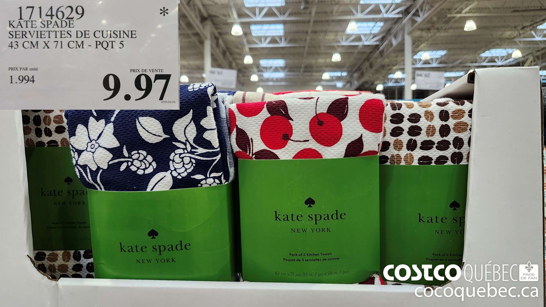 1714629 KATE SPADE SERVIETTES DE CUISINE  $9.97