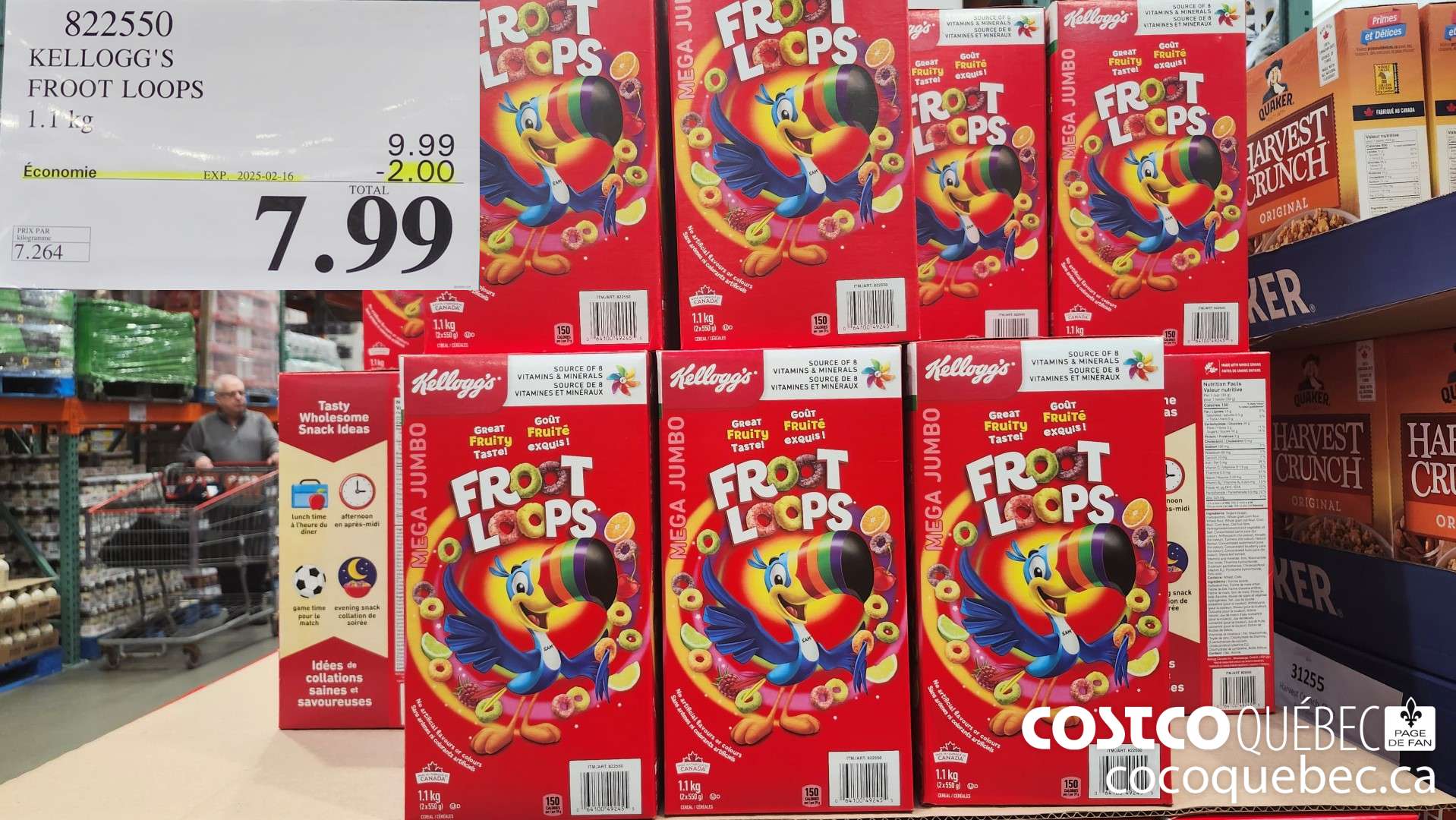 822550 KELLOGG'S FROOT LOOPS 1.1 kg  ($2.00 INSTANT SAVINGS EXPIRES ON 2025-02-16) $7.99