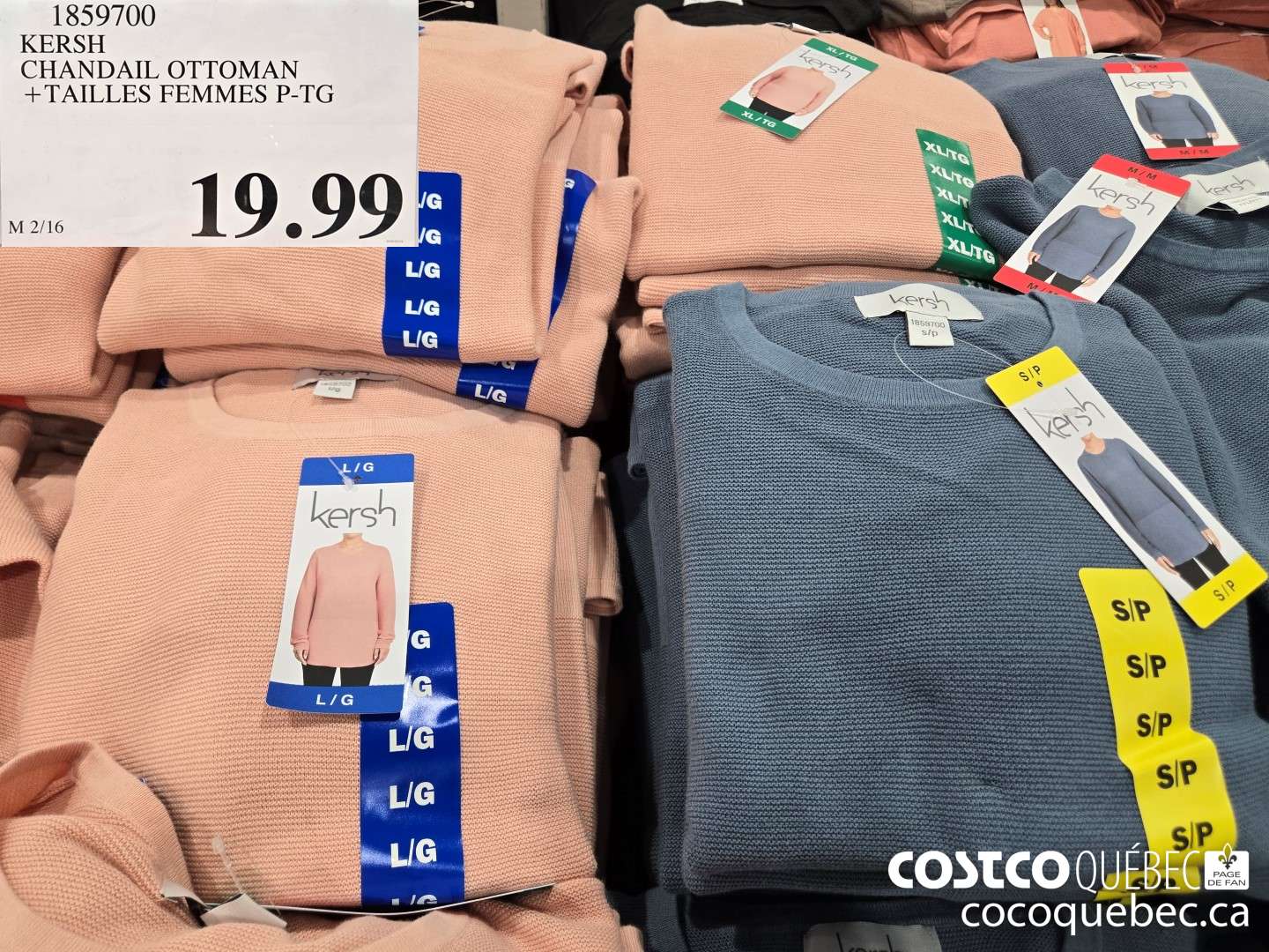 1859700 KERSH CHANDAIL OTTOMAN + TAILLES FEMMES P-TG  $19.99