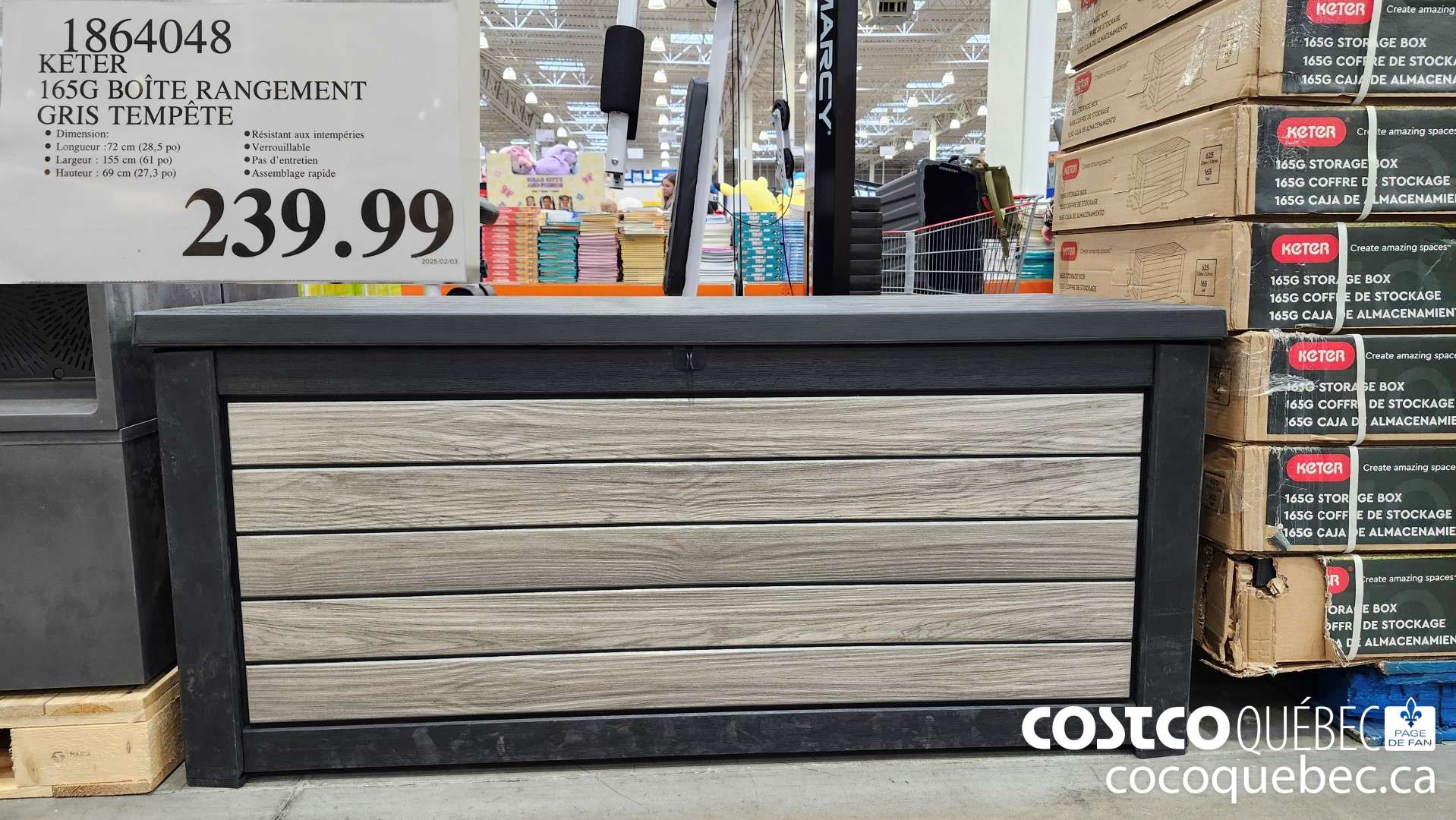 1864048 KETER 165G BOITE RANGEMENT GRIS TEMPETE  $239.99