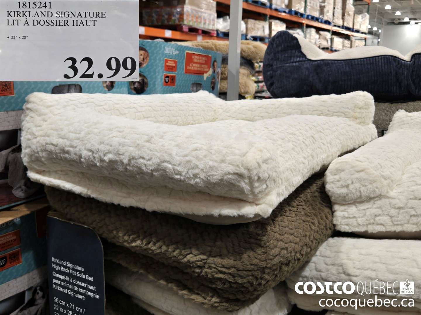 1815241 KIRKLAND SIGNATURE LIT A DOSSIER HAUT  $32.99