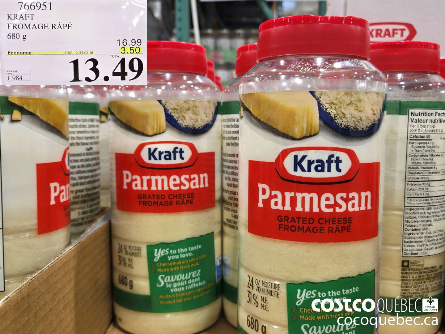 766951 KRAFT FROMAGE RAPE 680 g ($3.50 INSTANT SAVINGS EXPIRES ON 2025-02-16) $13.49