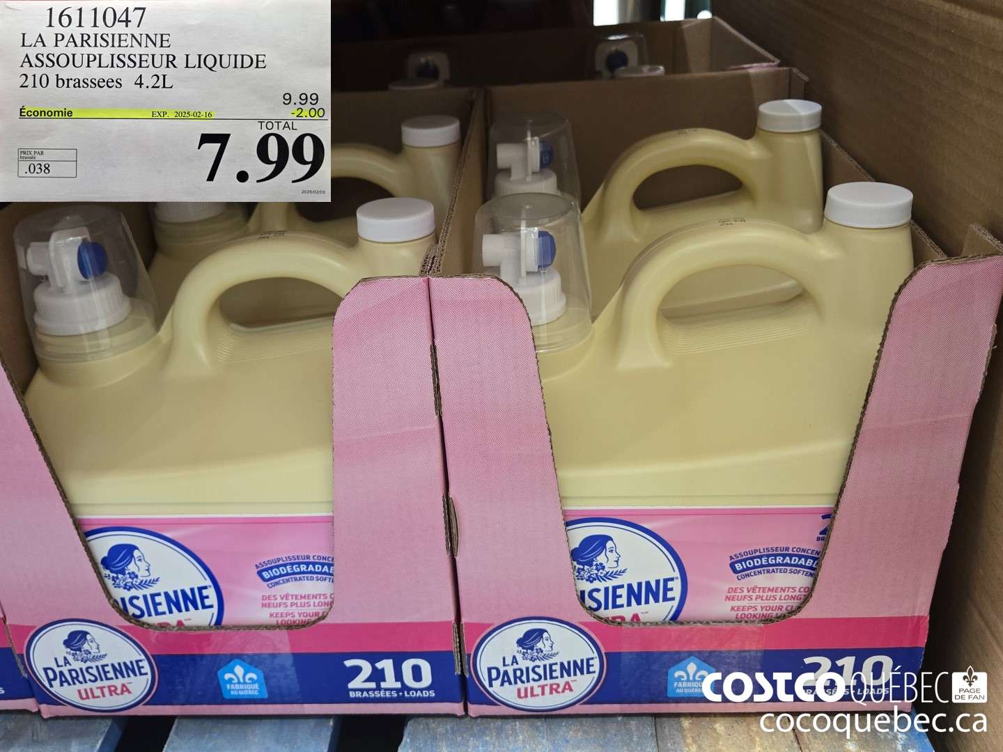 1611047 LA PARISIENNE ASSOUPLISSEUR LIQUIDE 210 brassees 4.2L  ($2.00 INSTANT SAVINGS EXPIRES ON 2025-02-16) $7.99