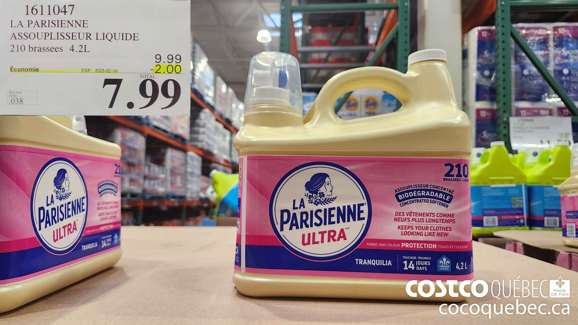 1611047 LA PARISIENNE ASSOUPLISSEUR LIQUIDE 210 brassees 4.2L  ($2.00 INSTANT SAVINGS EXPIRES ON 2025-02-16) $7.99
