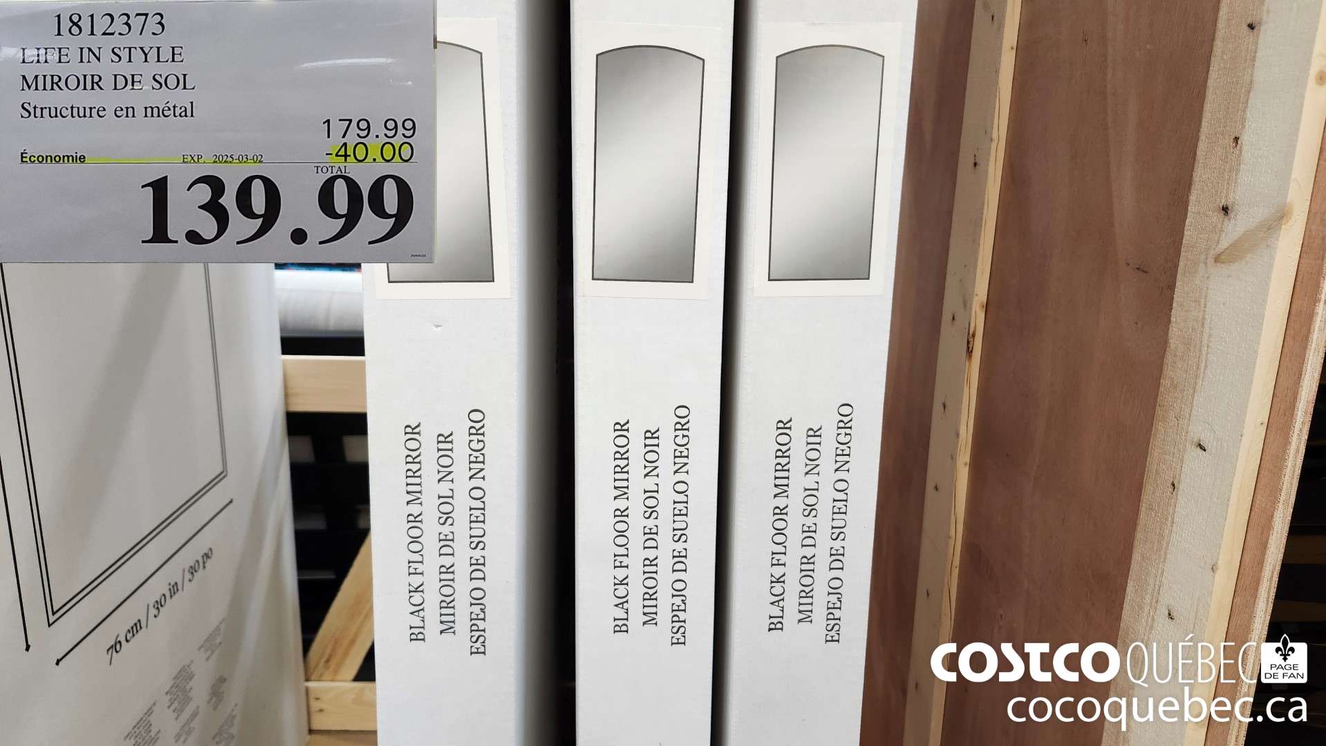 1812373 LIFE IN STYLE MIROIR DE SOL  ($40.00 INSTANT SAVINGS EXPIRES ON 2025-03-02) $179.99