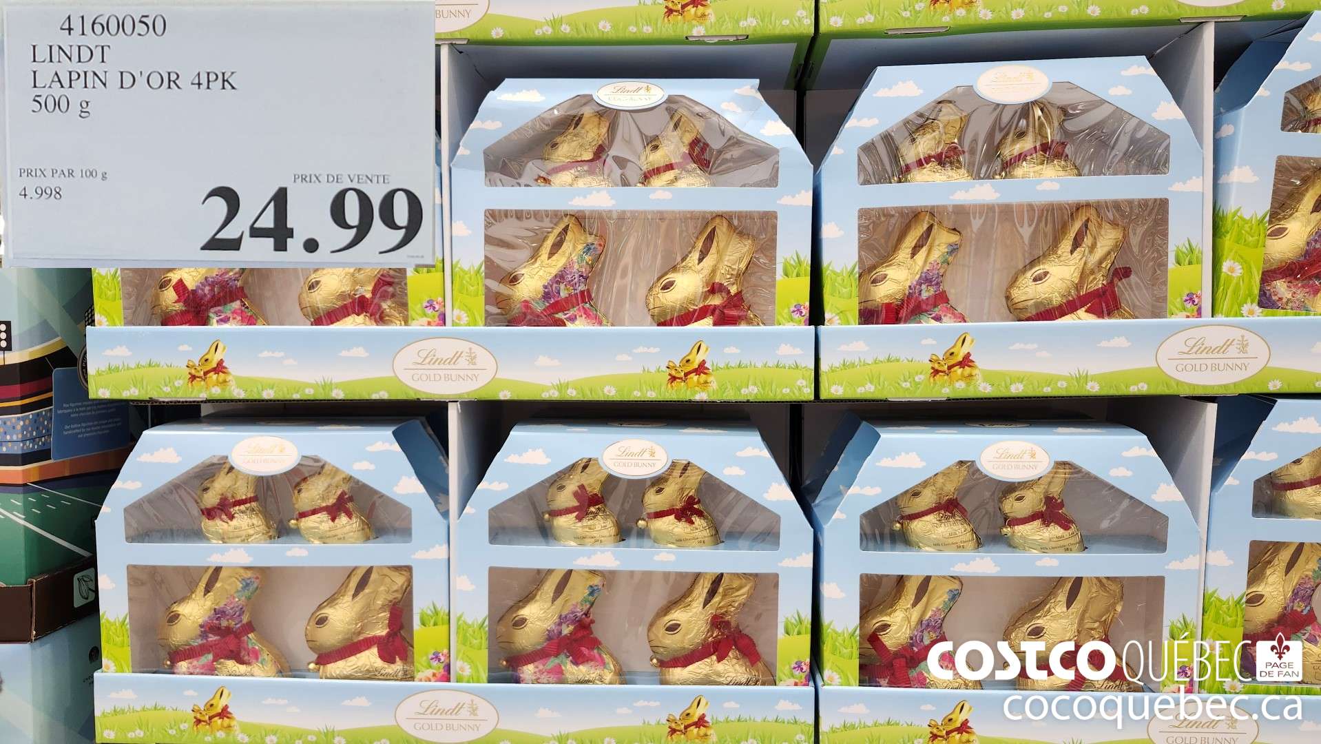 4160050 LINDT LAPIN D'OR 4PK 500 G  $24.99