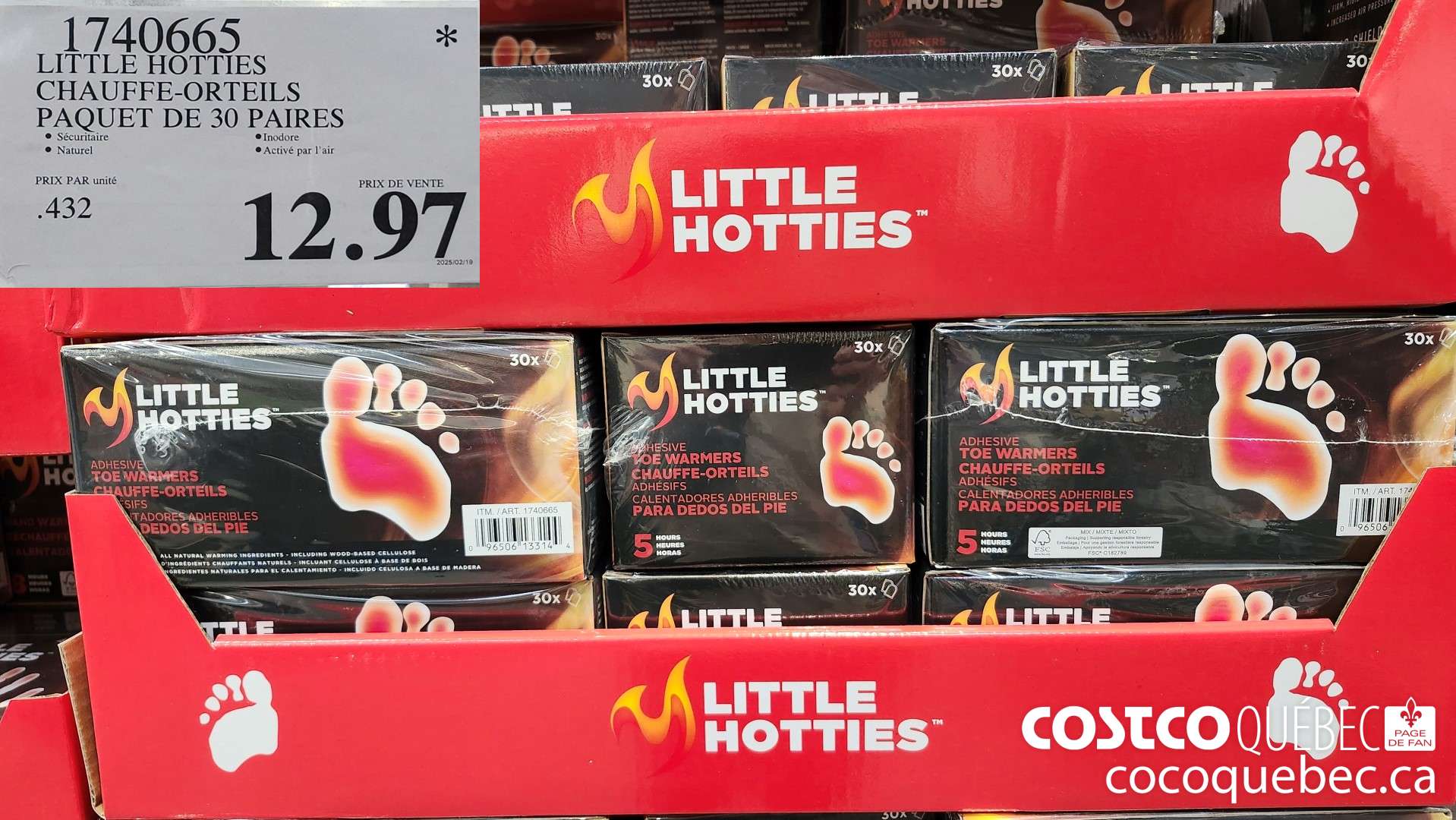 1740665 LITTLE HOTTIES CHAUFFE-ORTEILS PAQUET DE 30 PAIRES  $12.97