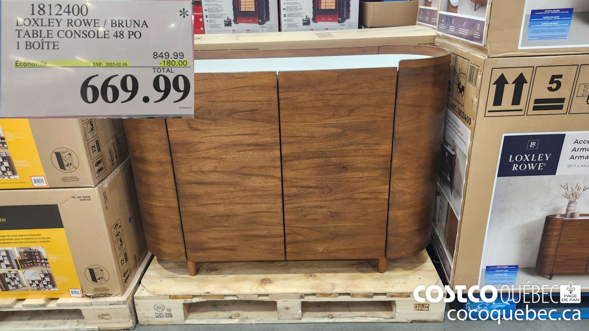 1812400 LOXLEY ROWE / BRUNA TABLE CONSOLE 48 PO 1 BOITE  ($180.00 INSTANT SAVINGS EXPIRES ON 2025-02-16) $669.99