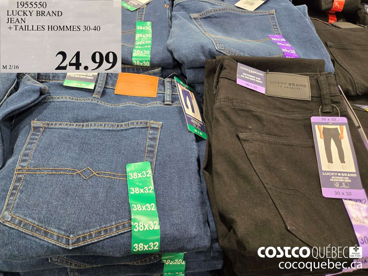 1955550 LUCKY BRAND | JEAN + TAILLES HOMMES 30-40  $24.99