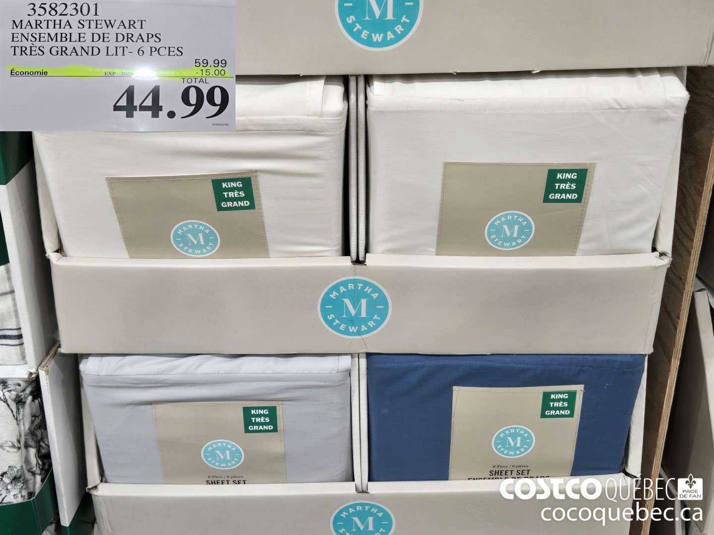 3582301 MARTHA STEWART ENSEMBLE DE DRAPS TRES GRAND LIT- 6 PCES  ($15.00 INSTANT SAVINGS EXPIRES ON 2025-02-09) $44.99