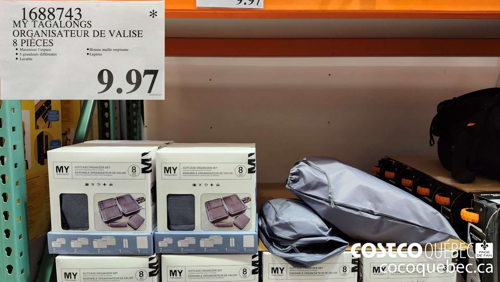 1688743 MY TAGALONGS ORGANISATEUR DE VALISE 8 PIECES  $9.97