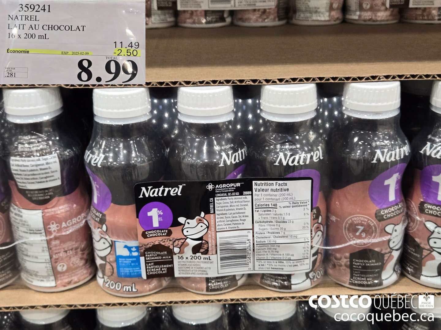 359241 NATREL LAIT AU CHOCOLAT ($2.50 INSTANT SAVINGS EXPIRES ON 2025-02-09) $8.99