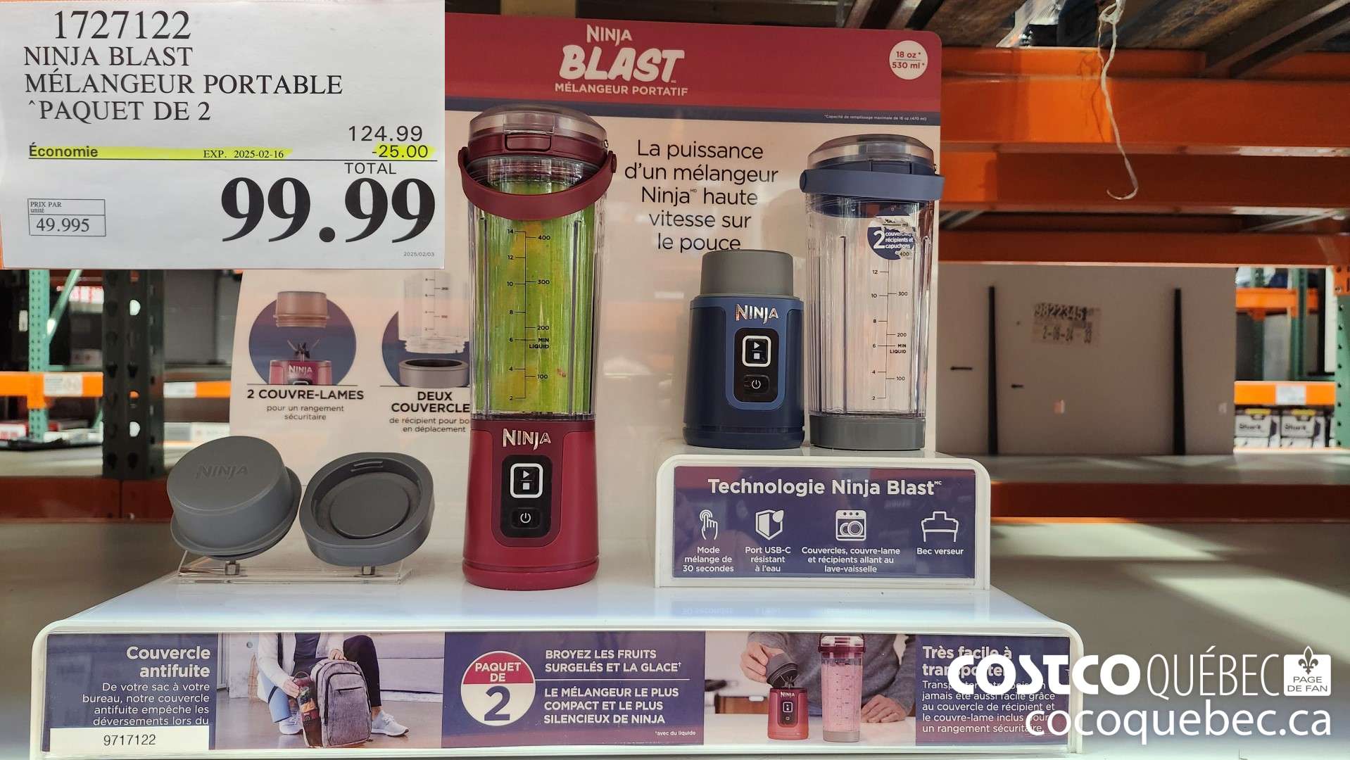 1727122 NINJA BLAST MELANGEUR PORTABLE PAQUET DE 2  ($25.00 INSTANT SAVINGS EXPIRES ON 2025-02-23) $99.99