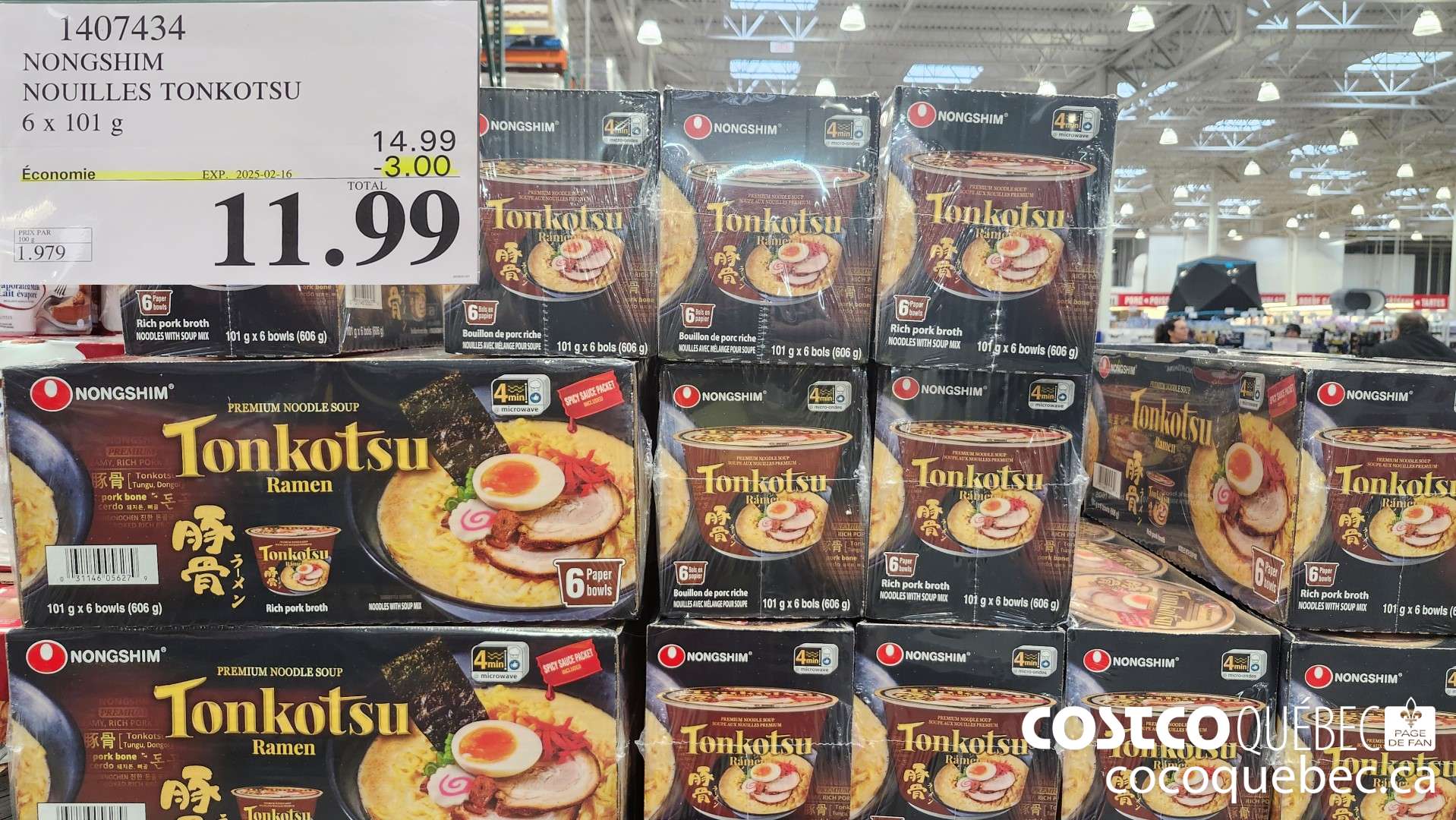 1407434 NONGSHIM NOUILLES TONKOTSU 6 x 101  ($3.00 INSTANT SAVINGS EXPIRES ON 2025-02-16) $11.99