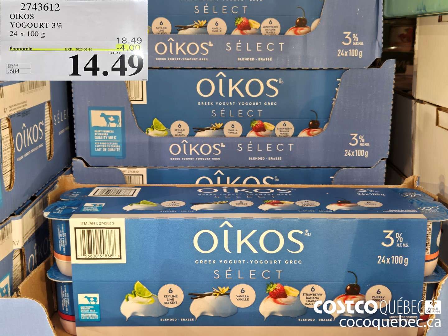 2743612 OIKOS YOGURT 3% 24x 100 g  ($4.00 INSTANT SAVINGS EXPIRES ON 2025-02-16) $14.49