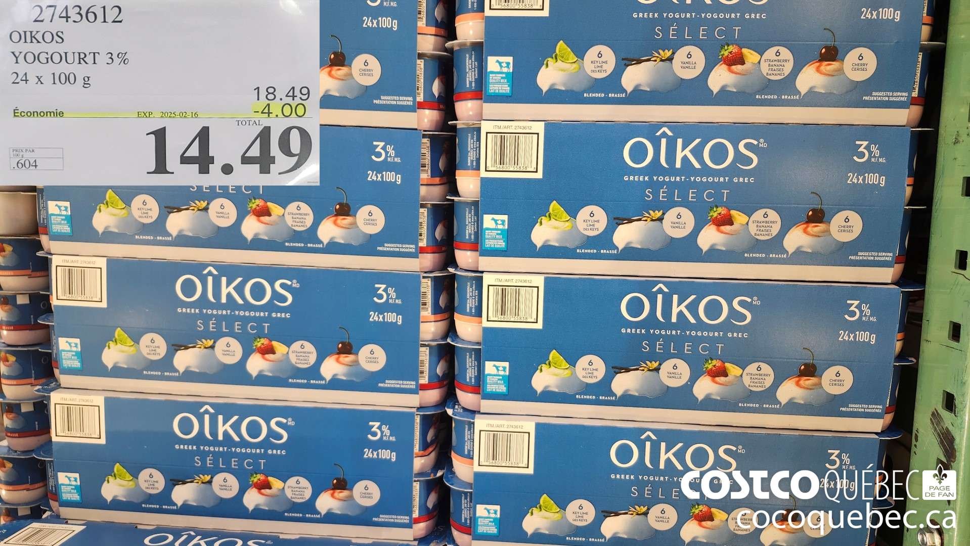 2743612 OIKOS YOGURT 3% 24x 100 g  ($4.00 INSTANT SAVINGS EXPIRES ON 2025-02-16) $14.49