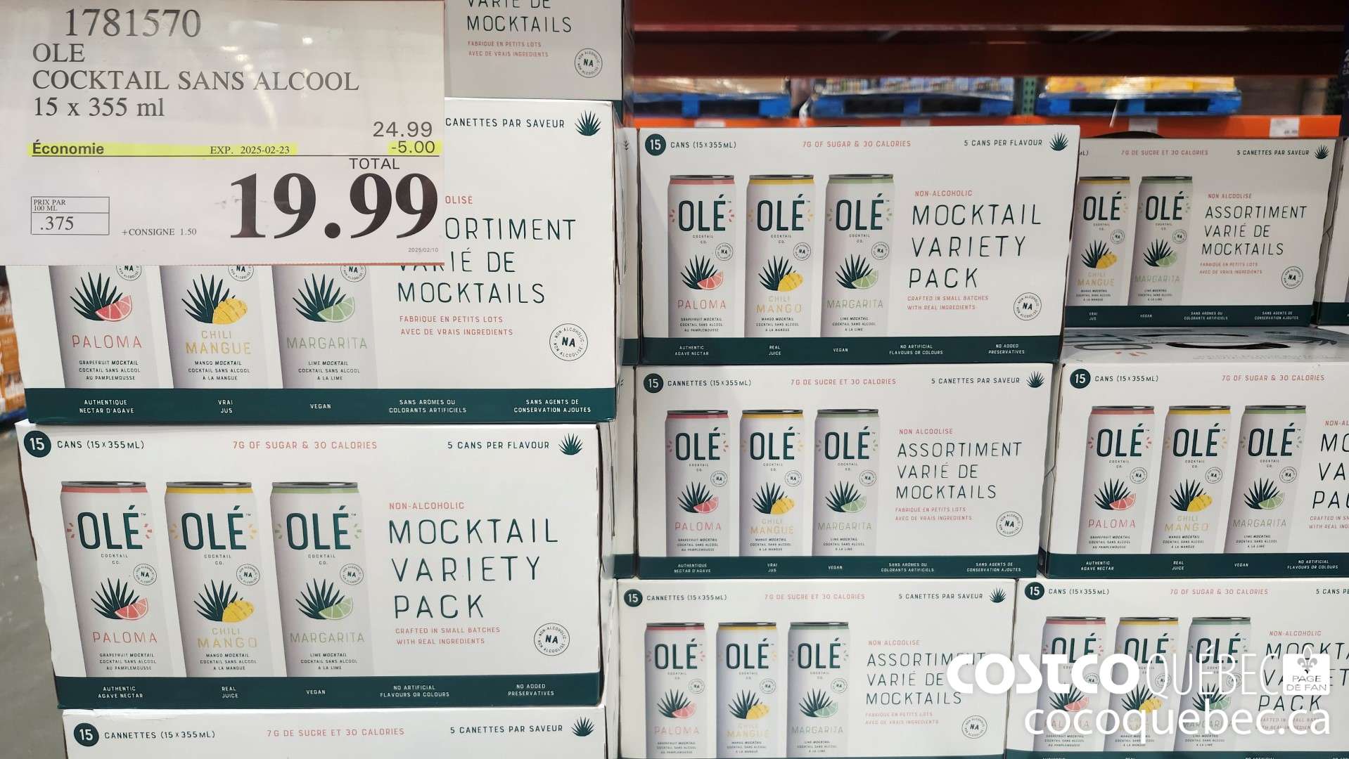 1781570 OLE COCKTAIL SANS ALCOOL 15 x 355 ml  ($5.00 INSTANT SAVINGS EXPIRES ON 2025-02-23) $19.99