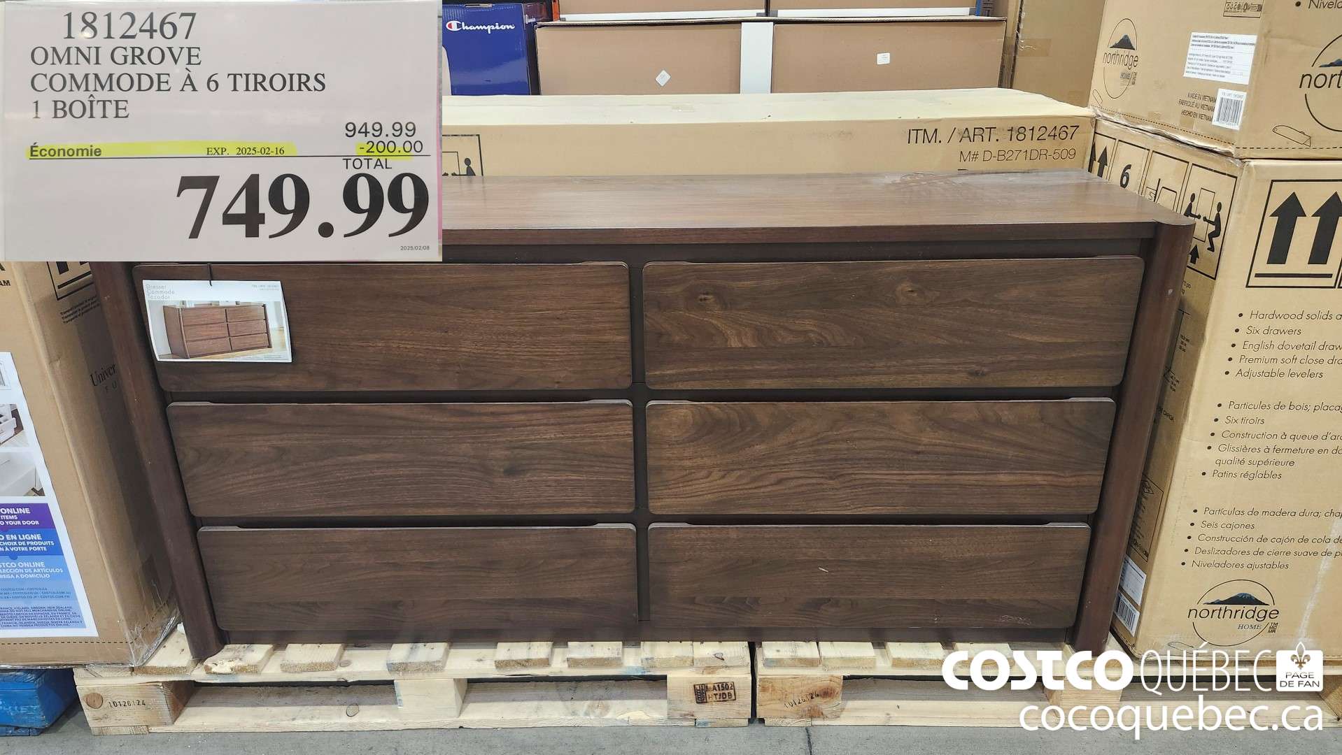 1812467 OMNEGROVE COMMODE A 6 TIROIRS 1 BOITE  ($200.00 INSTANT SAVINGS EXPIRES ON 2025-02-16) $749.99