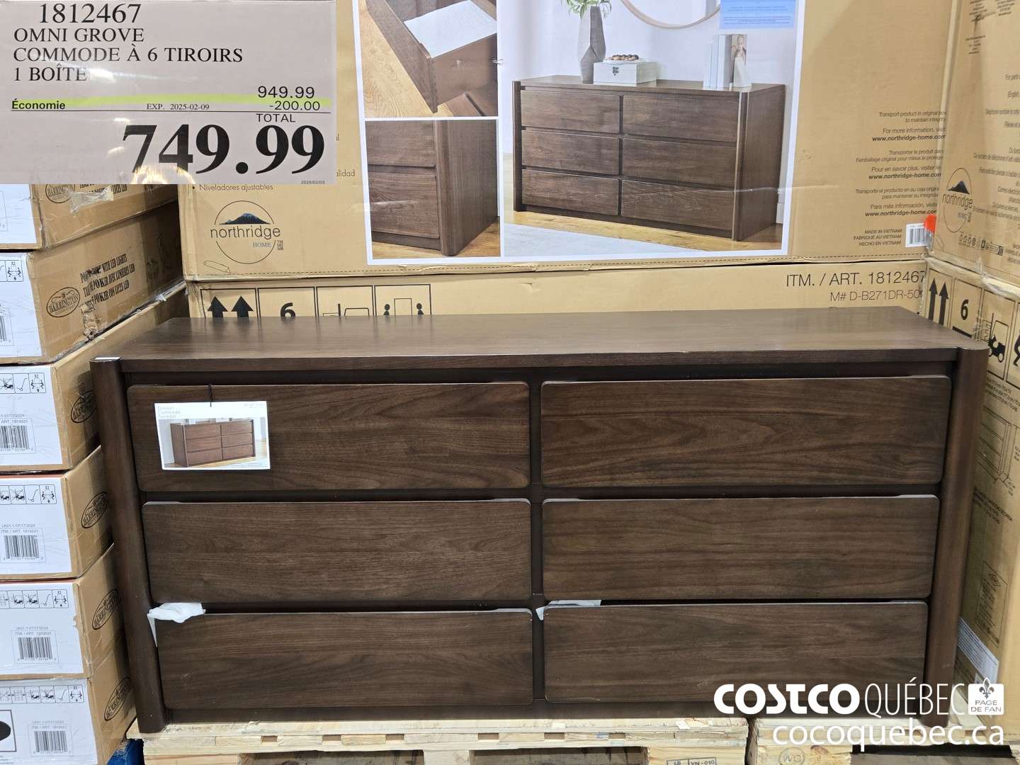 1812467 OMNI GROVE COMMODE A 6 TIROIRS 1 BOITE  ($200.00 INSTANT SAVINGS EXPIRES ON 2025-02-09) $749.99