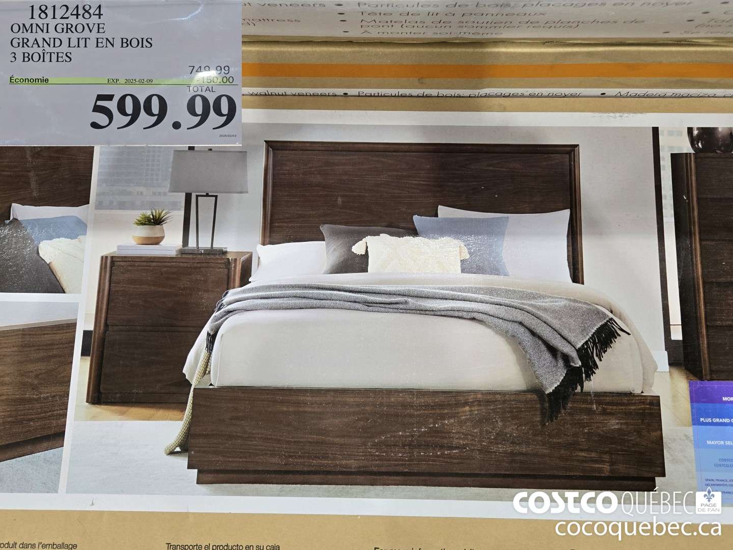 1812484 OMNI GROVE GRAND LIT EN BOIS 3 BOITES  ($150.00 INSTANT SAVINGS EXPIRES ON 2025-02-09) $599.99