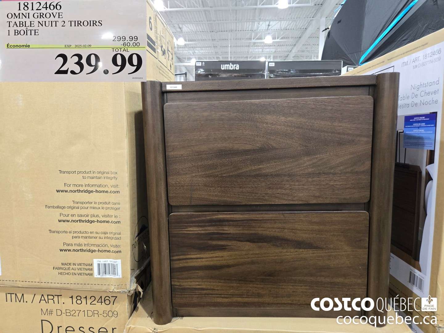 1812466 OMNI GROVE TABLE NUIT 2 TIROIRS  ($60.00 INSTANT SAVINGS EXPIRES ON 2025-02-09) $239.99