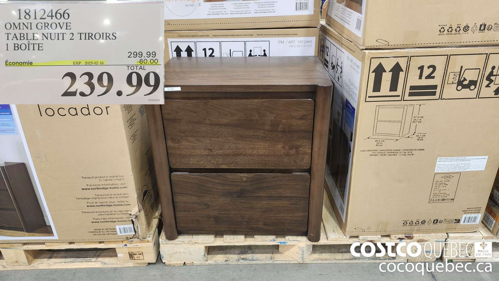 1812466 OMNI GROVE TABLE NUIT 2 TIROIRS  ($60.00 INSTANT SAVINGS EXPIRES ON 2025-02-16) $239.99