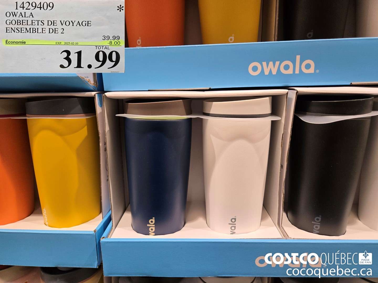 1429409 OWALA GOBELETS DE VOYAGE ENSEMBLE DE 2  ($8.00 INSTANT SAVINGS EXPIRES ON 2025-02-10) $31.99