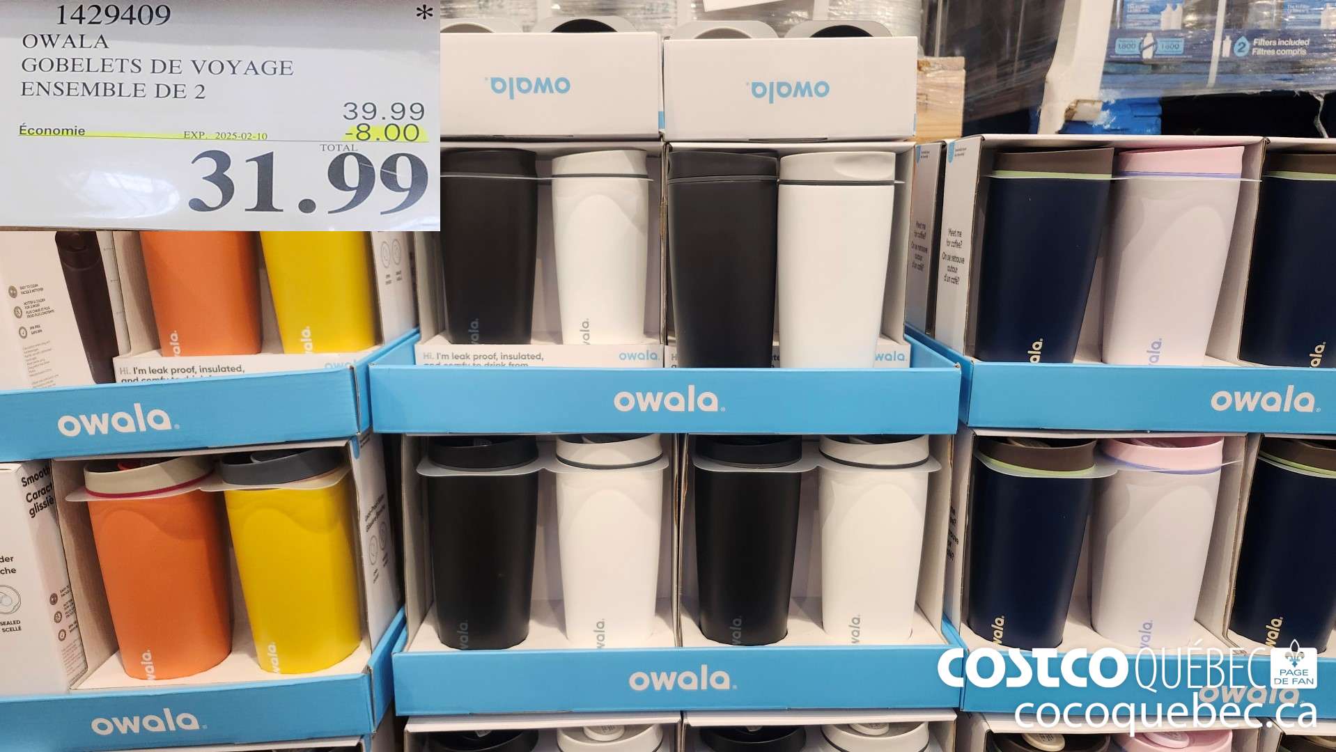 1429409 OWALA GOBELETS DE VOYAGE ENSEMBLE DE 2  ($8.00 INSTANT SAVINGS EXPIRES ON 2025-02-10) $31.99