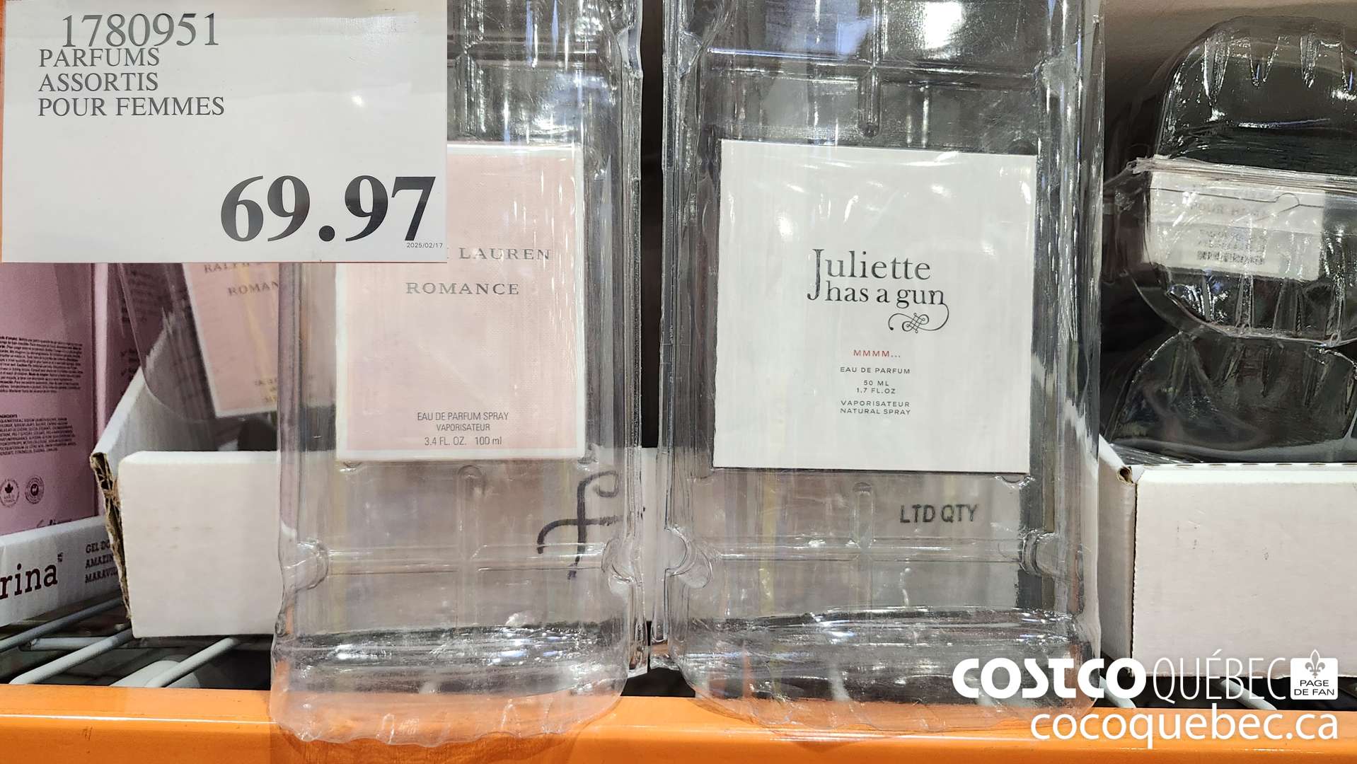 1780951 PARFUMS ASSORTIS POUR FEMMES  $69.97