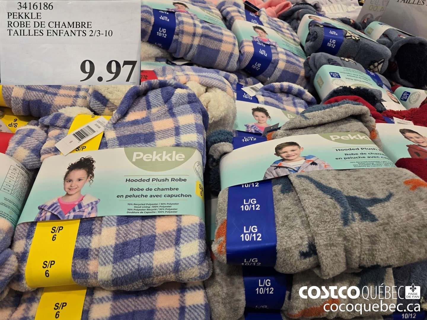 3416186 PEKKLE ROBE DE CHAMBRE TAILLES ENFANTS 2/3-10  $9.97