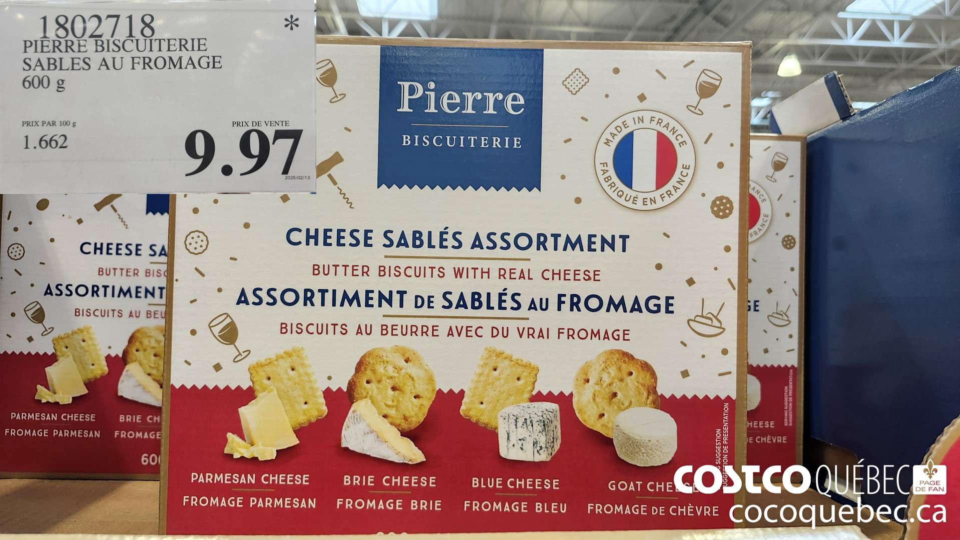 1802718 PIERRE BISCUITERIE SABLES AU FROMAGE 600 g  $9.97