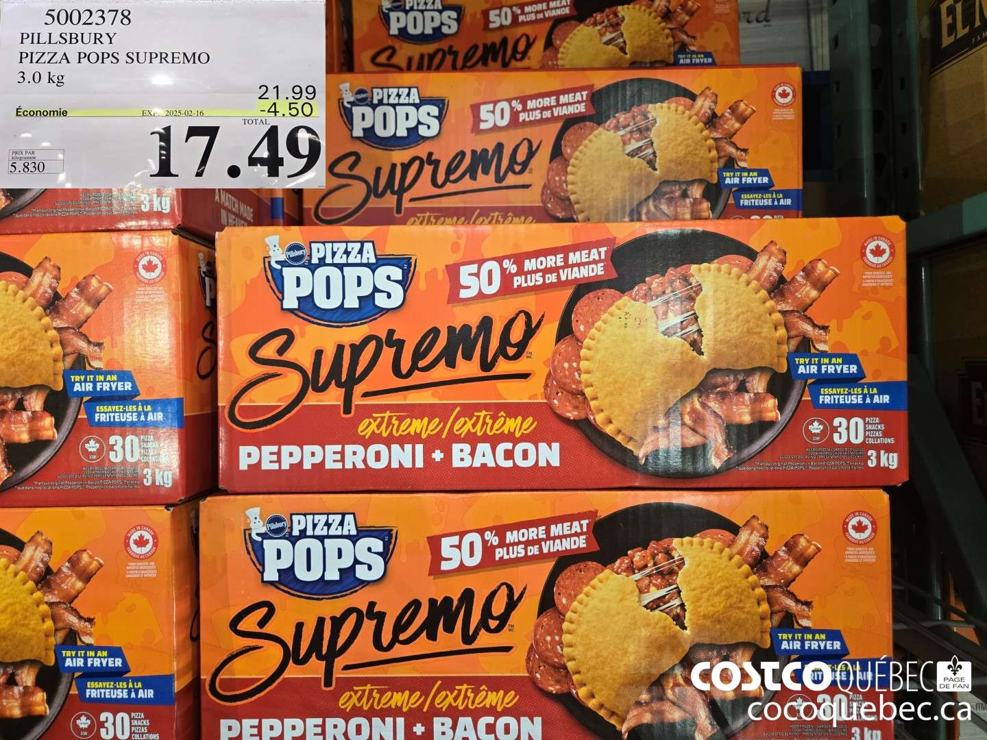 5002378 PILLSBURY PIZZA POPS SUPREMO 3.0 kg  ($4.50 INSTANT SAVINGS EXPIRES ON 2025-02-16) $17.49