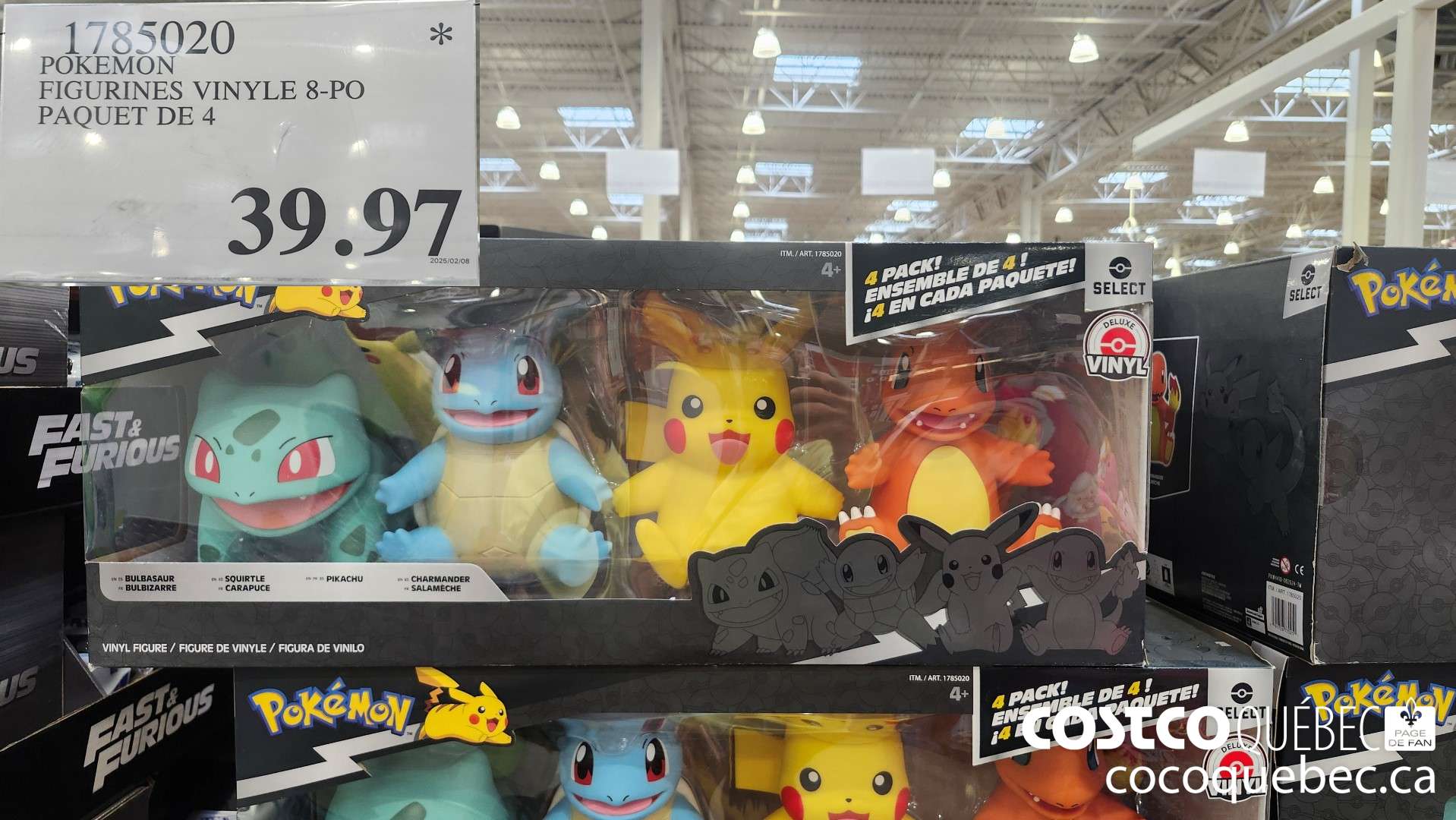 1785020 POKEMON FIGURINES VINYLE 8-PO PAQUET DE 4  $39.97