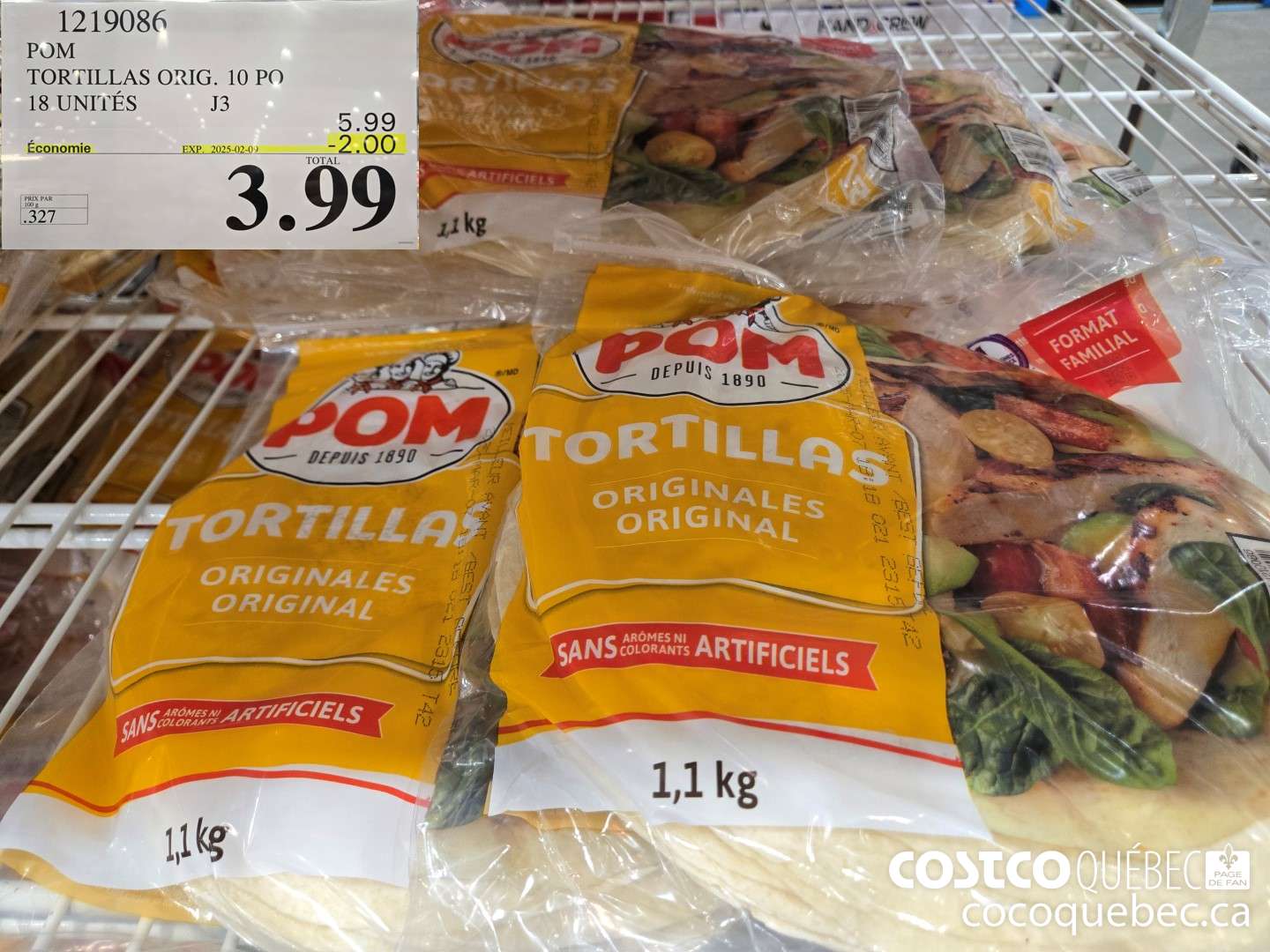 1219086 POM 3 TORTILLAS ORIG. 10 PO 18 UNITES ($2.00 INSTANT SAVINGS EXPIRES ON 2025-02-09) $3.99