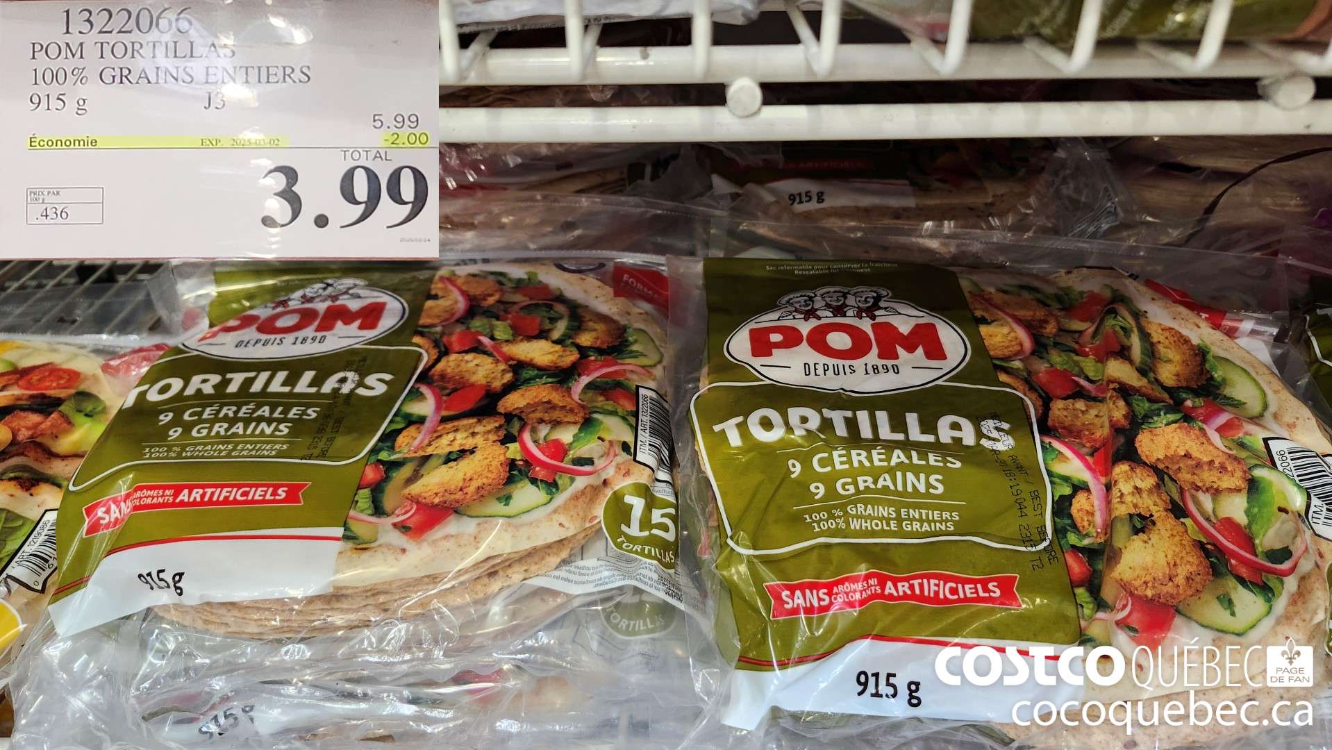 1322066 POM TORTILLAS 100% GRAINS ENTIERS  ($2.00 INSTANT SAVINGS EXPIRES ON 2025-03-02) $3.99