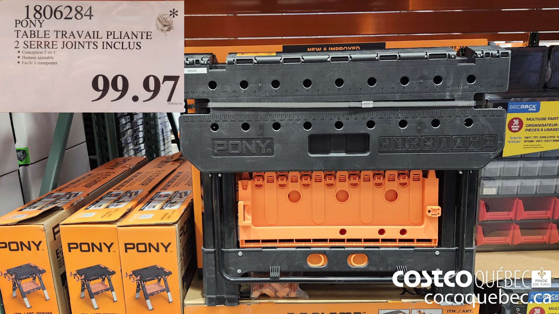 1806284 PONY TABLE TRAVAIL PLIANTE 2 SERRE JOINTS INCLUS  $99.97