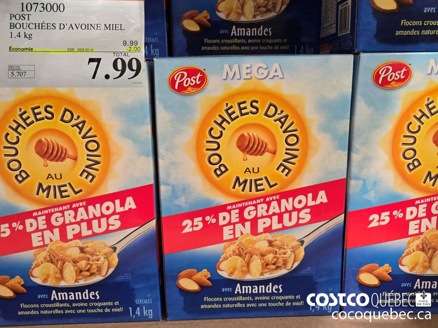 1073000 POST BOUCHEES D'AVOINE MIEL 1.4 kg  ($2.00 INSTANT SAVINGS EXPIRES ON 2025-02-16) $7.99