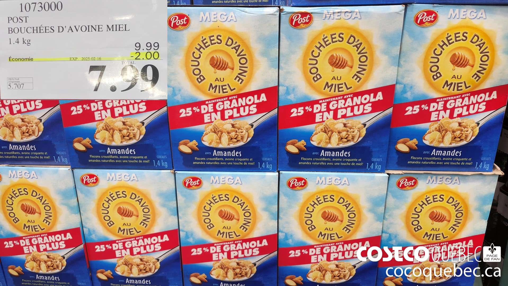 1073000 POST BOUCHEES D'AVOINE MIEL 1.4 kg  ($2.00 INSTANT SAVINGS EXPIRES ON 2025-02-16) $7.99