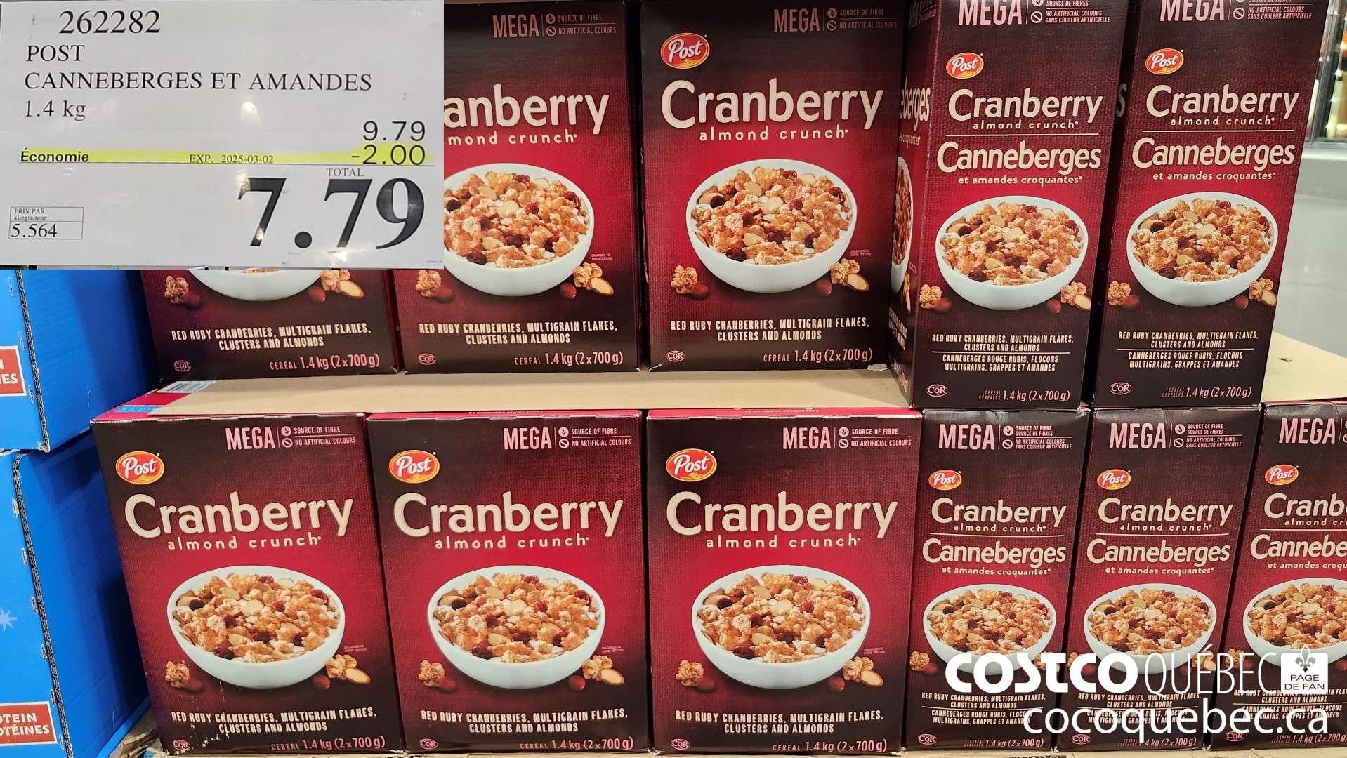 262282 POST CANNEBERGES ET AMANDES 1.4 kg  ($2.00 INSTANT SAVINGS EXPIRES ON 2025-03-02) $7.79
