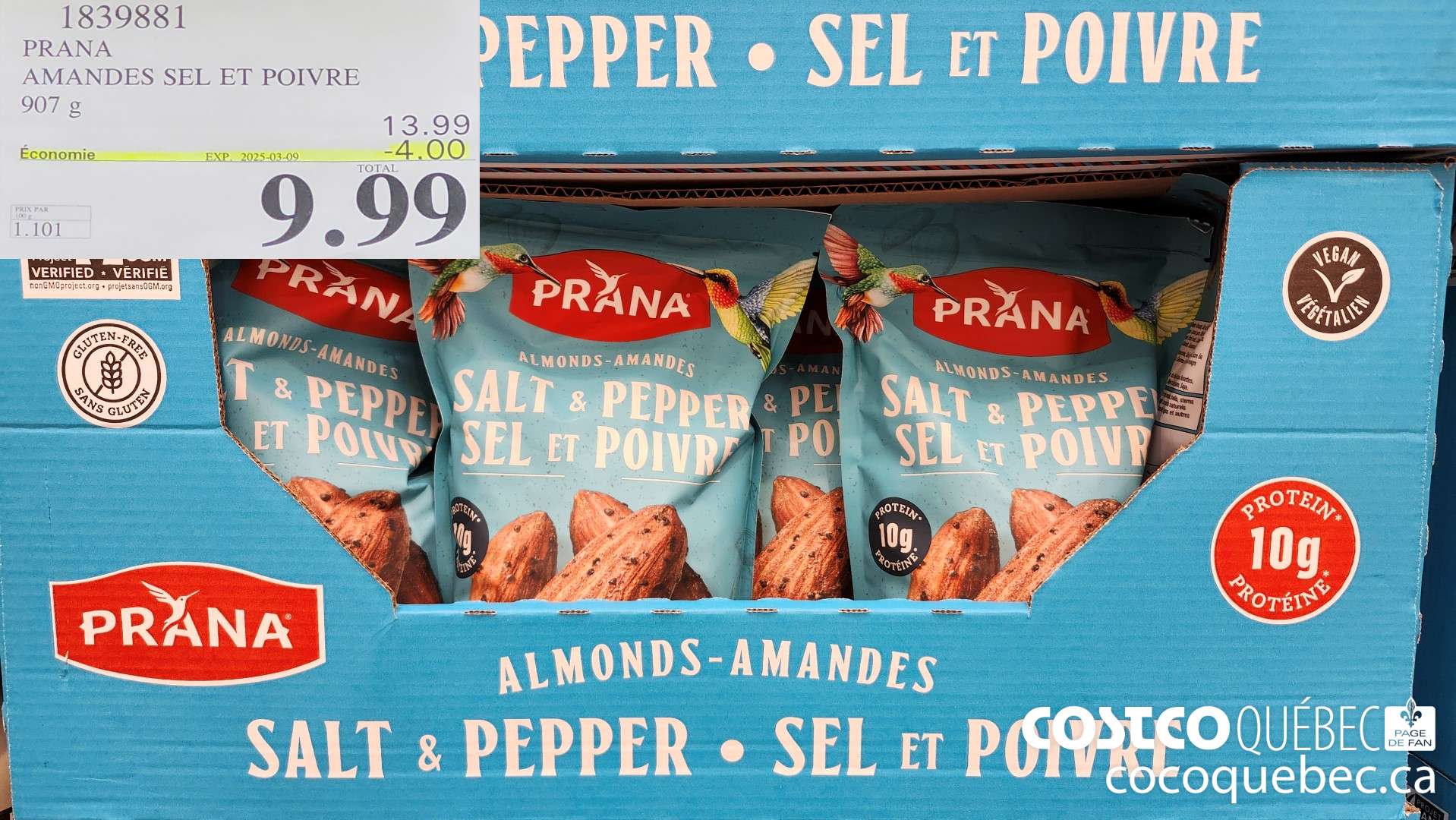 1839881 PRANA AMANDES SEL ET POIVRE  ($4.00 INSTANT SAVINGS EXPIRES ON 2025-03-09) $9.99