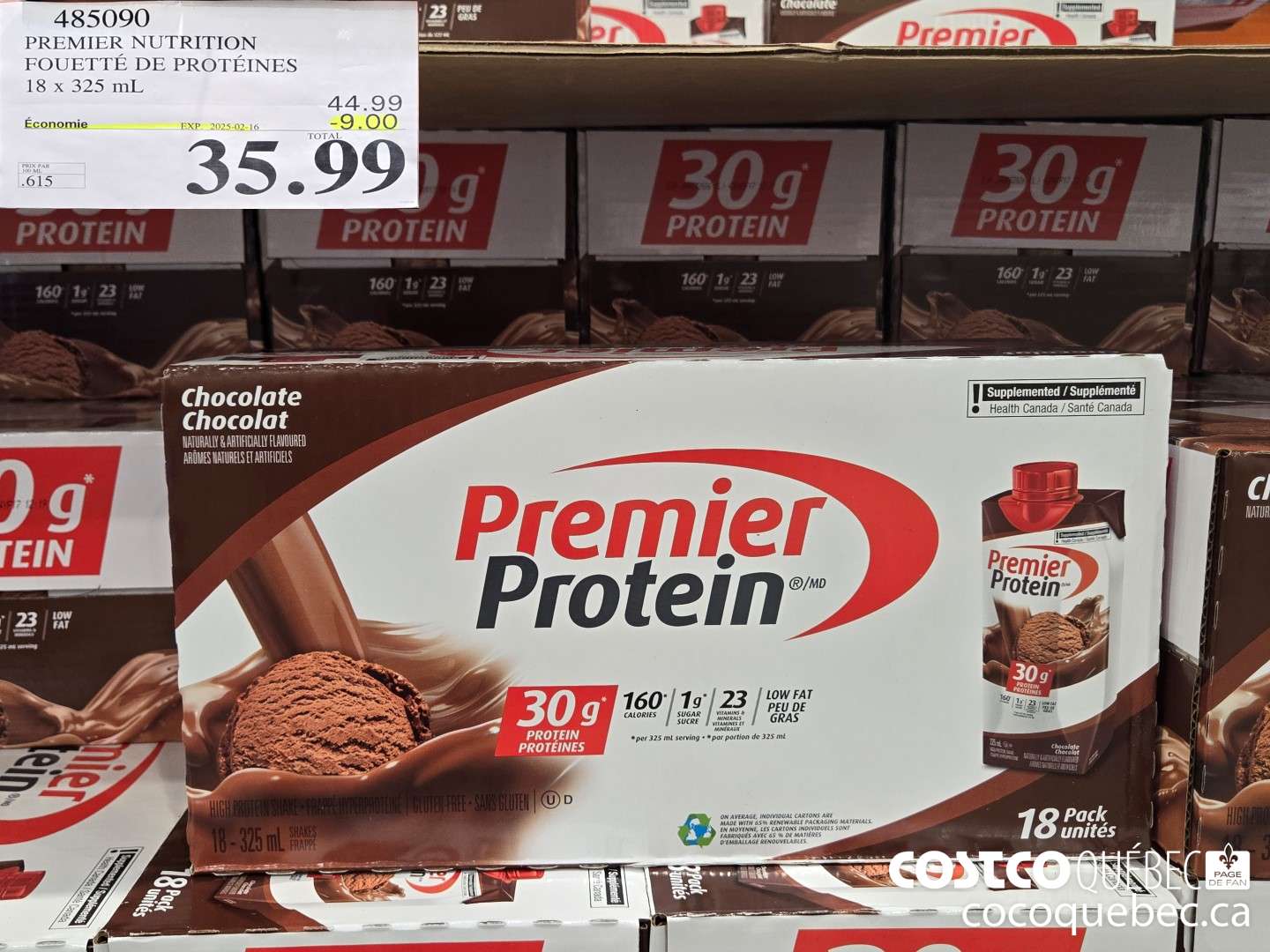 485090 PREMIER NUTRITION FOUEITE DR PROTEINES 18 X 325 mL  ($9.00 INSTANT SAVINGS EXPIRES ON 2025-02-16) $35.99