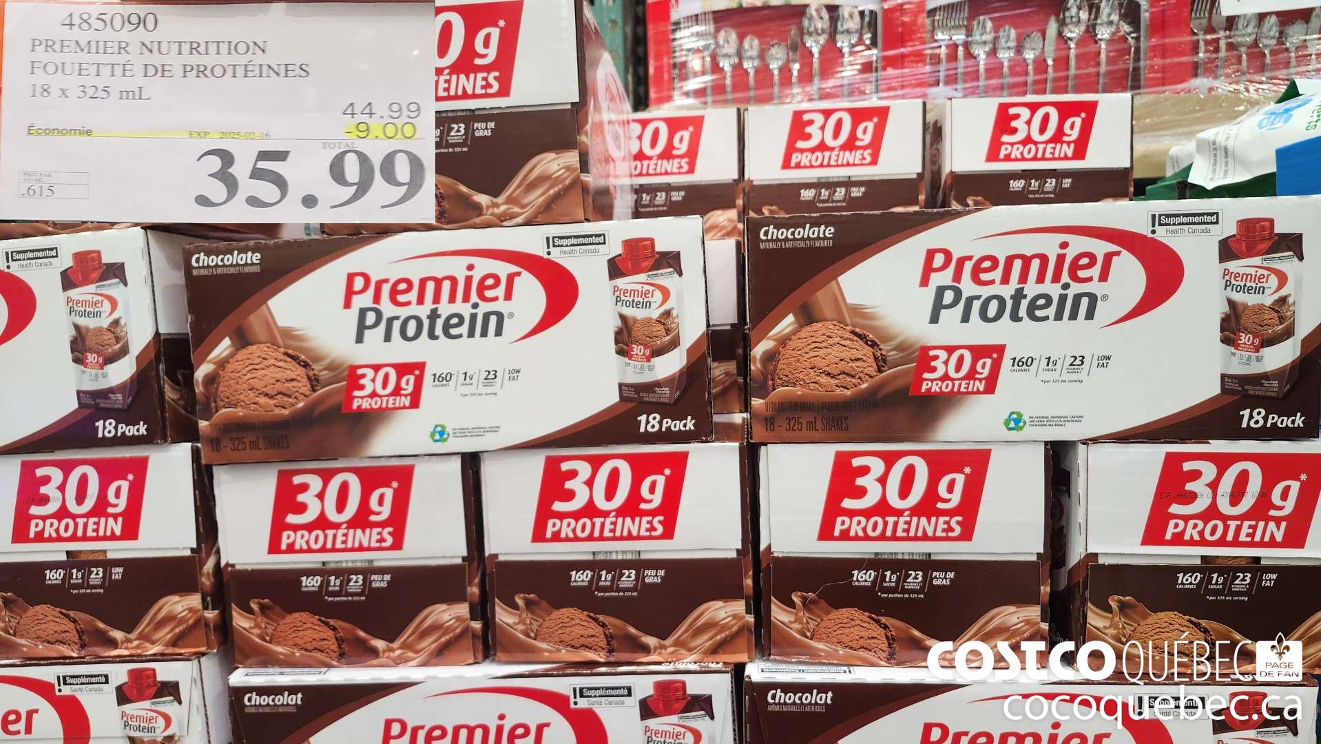 485090 PREMIER NUTRITION FOUEITE DR PROTEINES 18 X 325 mL  ($9.00 INSTANT SAVINGS EXPIRES ON 2025-02-16) $35.99
