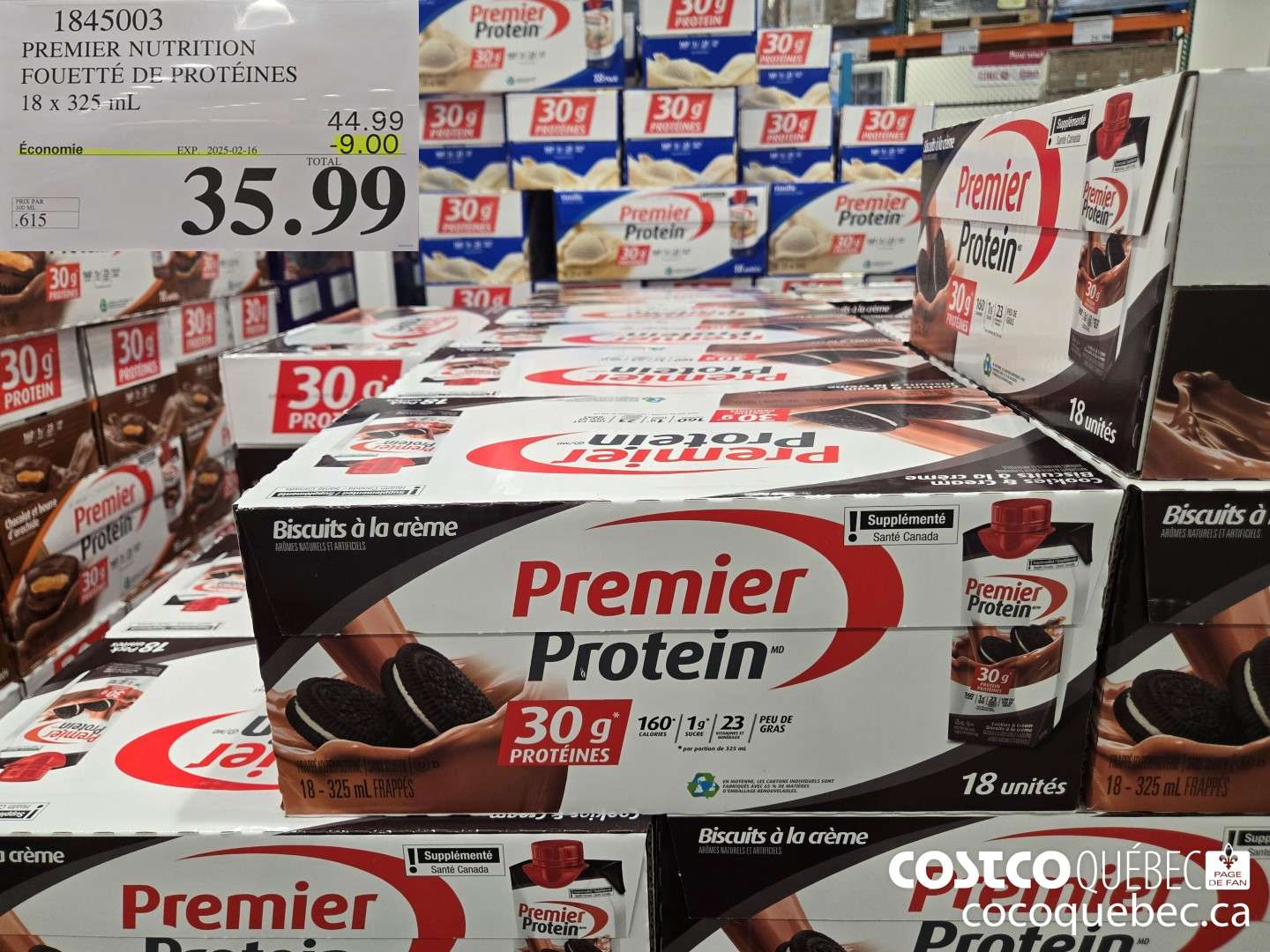 1845003 PREMIER NUTRITION FOUETTE DE PROTEINES 18 x 3245 ink  ($9.00 INSTANT SAVINGS EXPIRES ON 2025-02-16) $35.99